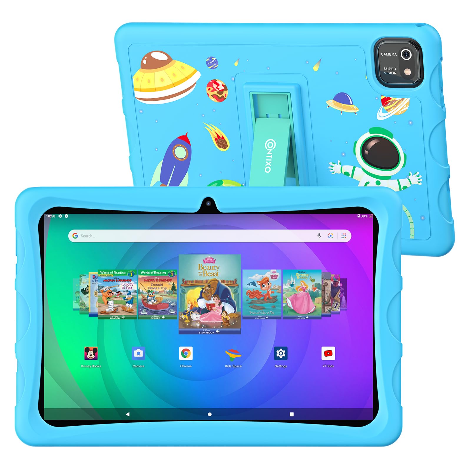 Contixo K103 Kids Tablet   Tablet For Kids Toddler With 80 Disney Storybooks Pre Installed, 10 Inch, 32Gb, Android Wifi, Parental Control, Learning Tablet For Children, Kid Proof Case (Blue)