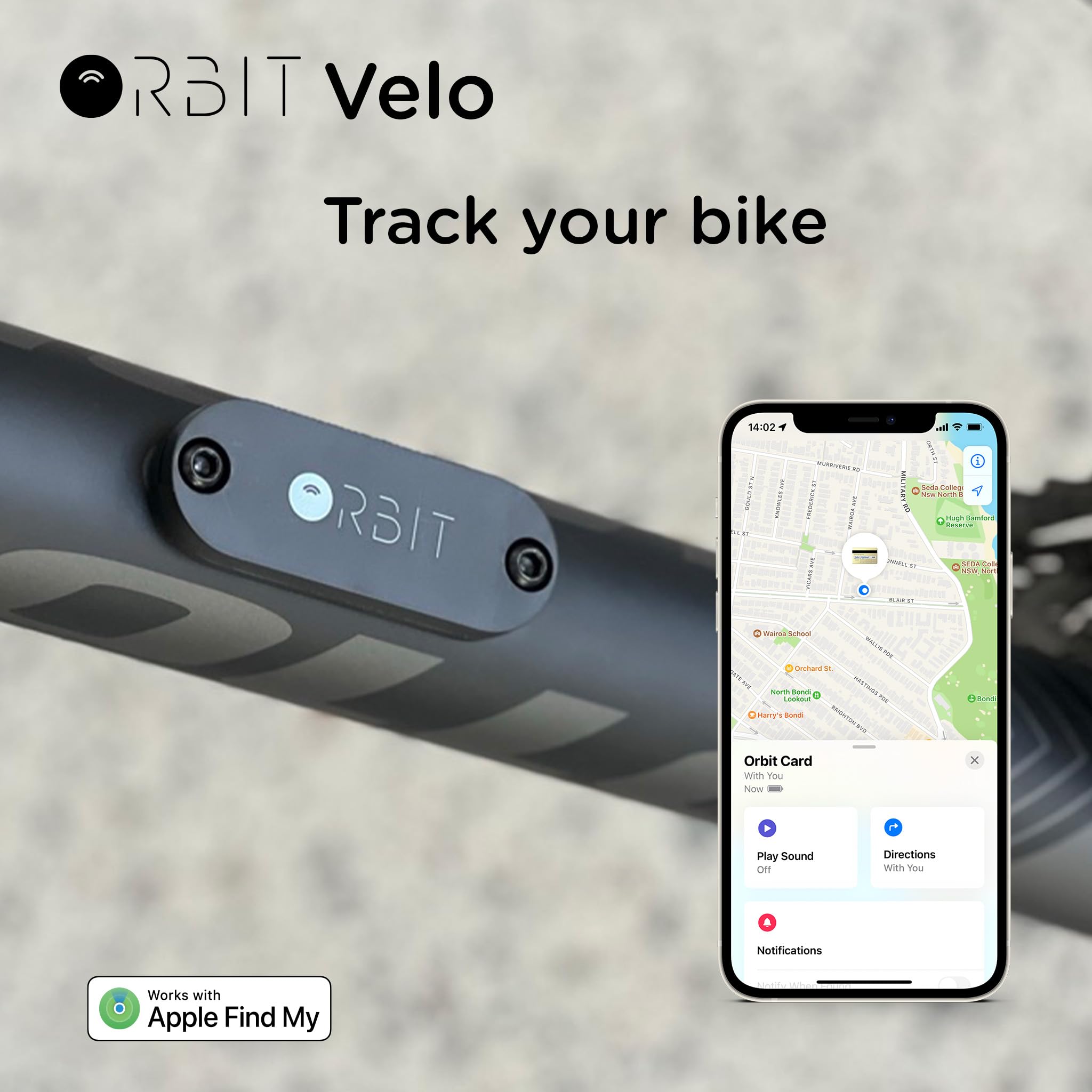 Orbit Velo   Advanced Bike Tracker With Apple Find My, Global Gps Location On Iphone, Ipad, Mac & Apple Watch, Waterproof With 3