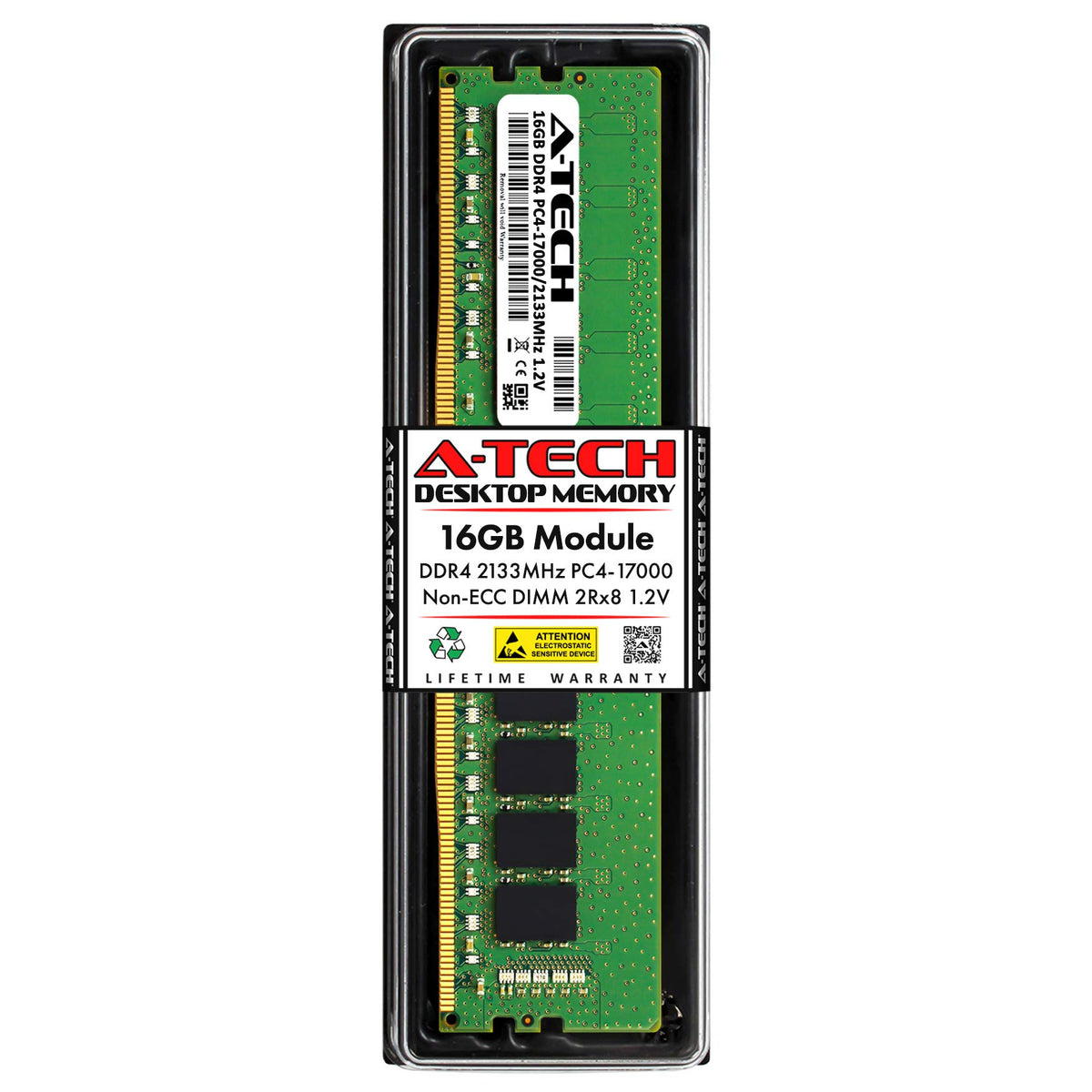 A-Tech 16Gb Ddr4 2133 Mhz Udimm Pc4-17000 (Pc4-2133P) Cl15 Dimm 2Rx8 Non-Ecc Desktop Ram Memory Module