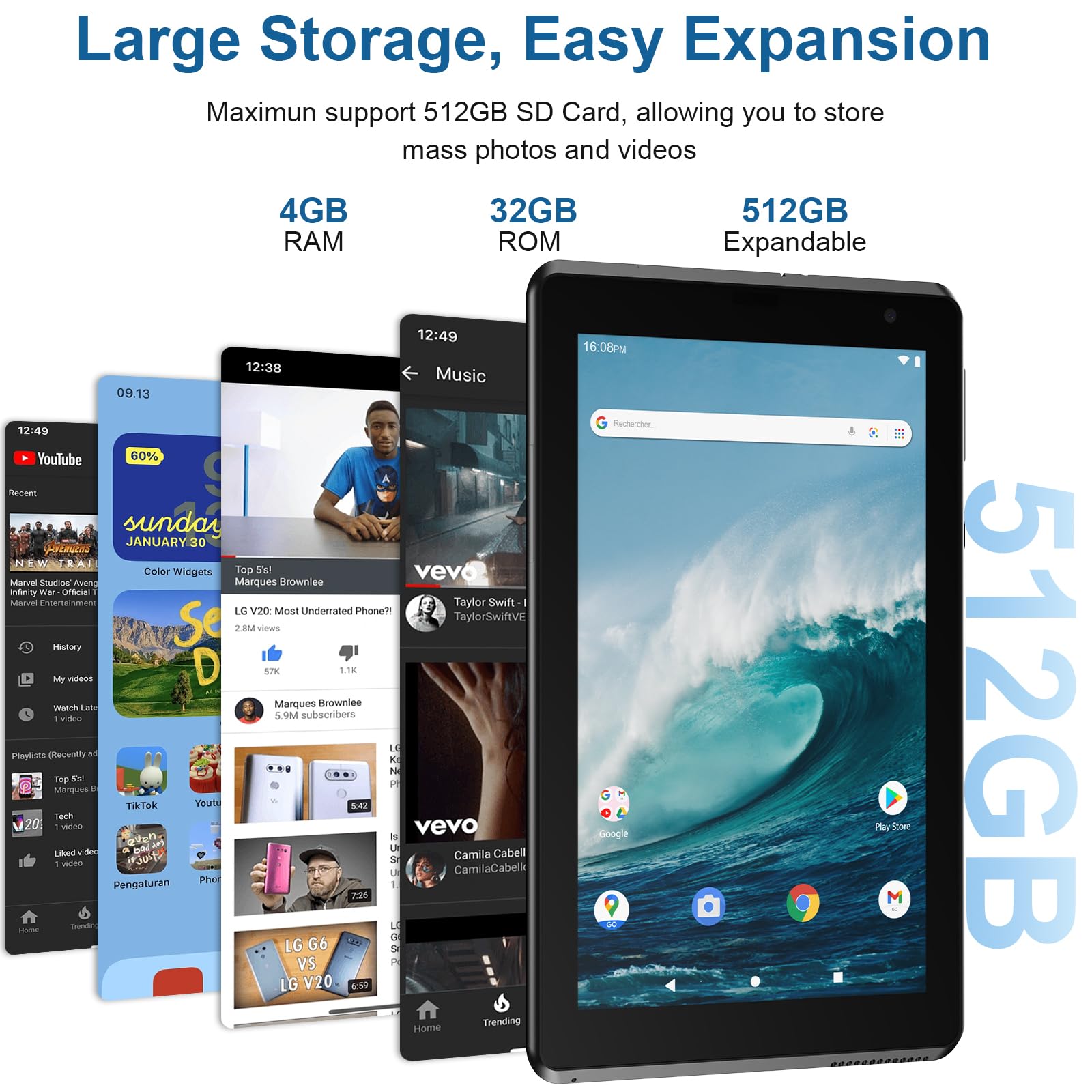 Byandby Tablet 7 Inch Android 12.0 Tablet, 4Gb+32Gb Rom (1Tb Expand), Quad Core, Wifi, Gms, Dual Camera, Educational, Games (Bla