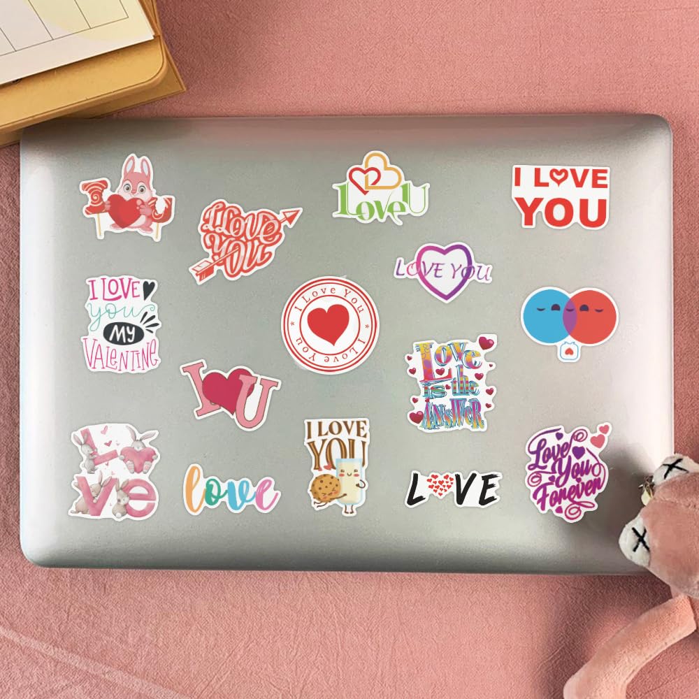 50Pcs Cute Love Stickers For Kids Teens, Valentine'S Day Stickers For Couple Girlfriend Boyfriend, Waterproof Heart Stickers For