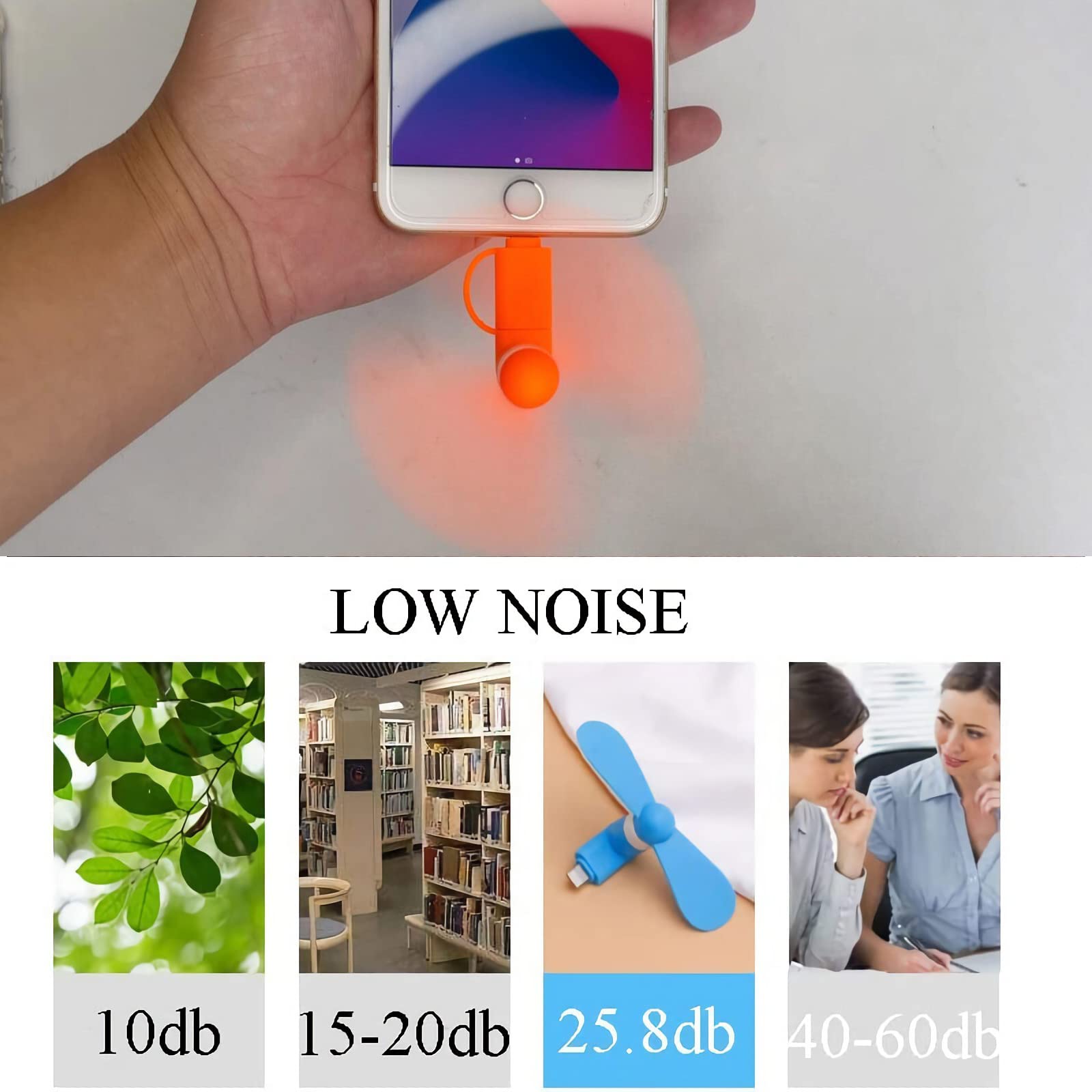 Baieasy Mini Cell Phone Fan, Usb C & Lightning Port Compatible For Iphone, Ipad, Android Smartphone, Samsung Galaxy Note Google