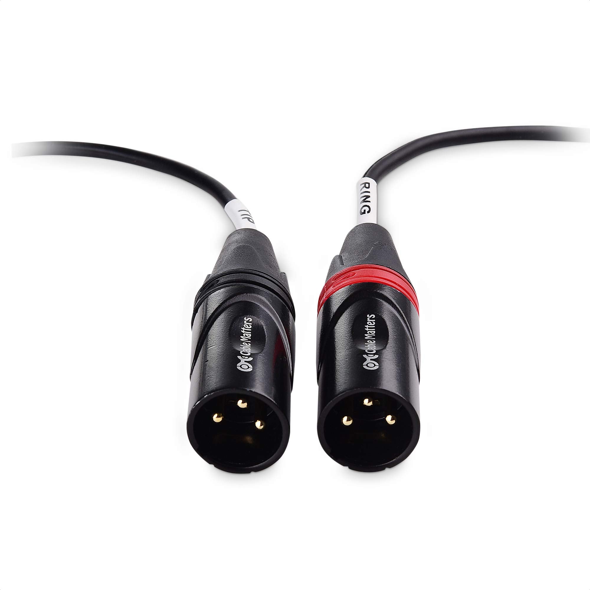 Cable Matters 3.5mm 1/8 Inch TRS to 2 XLR Cable 3 ft, Male to Male Aux to Dual XLR Breakout Cable