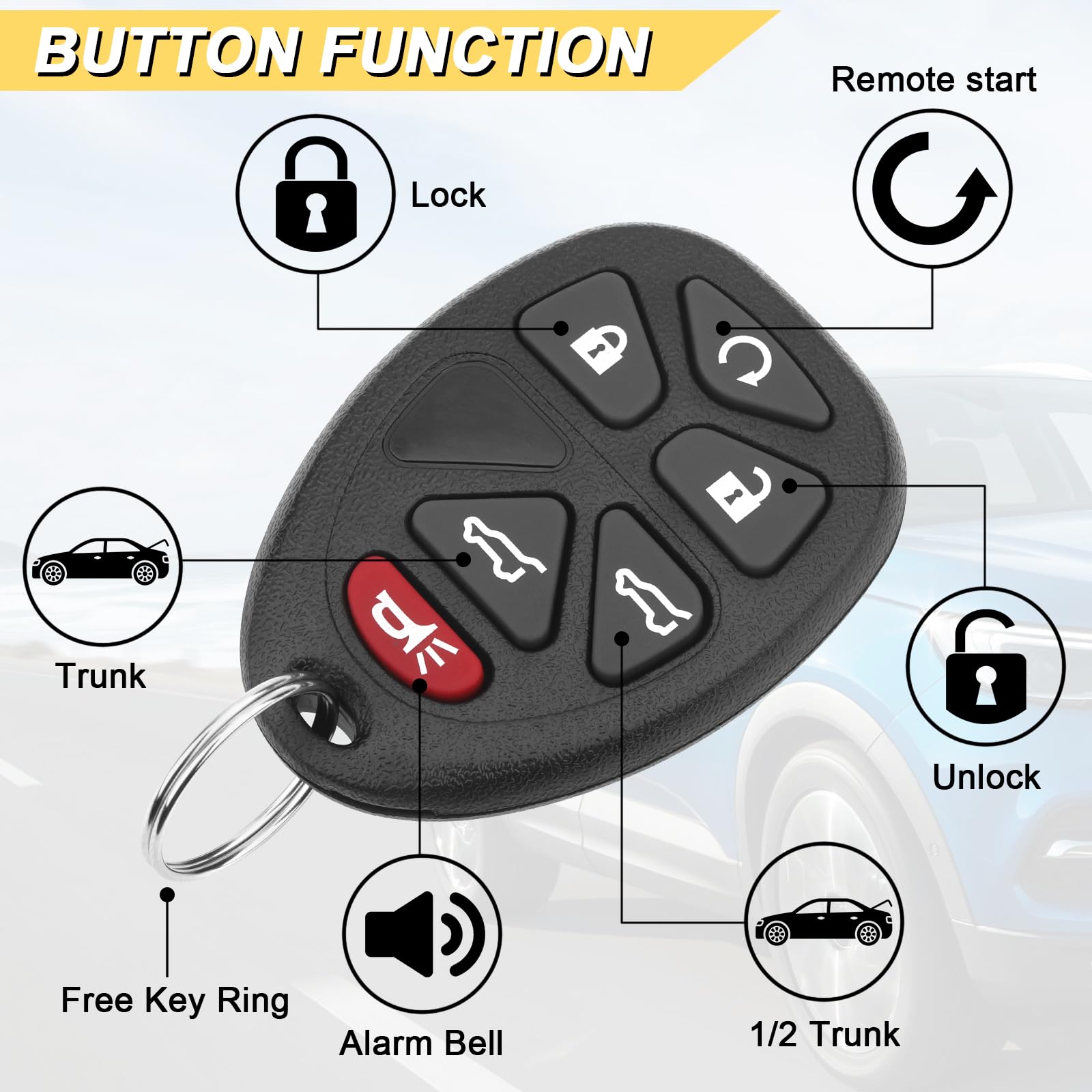 Vurkcy Key Fob Replacement For 2007-2014 Chevy Suburban Tahoe Gmc Yukon/ 12-17 Traverse/ 07-13 Escalade Car Keyless Entry Remote