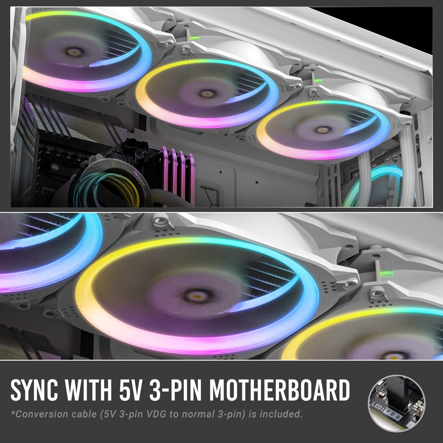 Antec Rgb Case Fans, 120Mm Rgb Fan, 5V 3Pin Addressable Rgb Fans 120Mm, Motherboard Sync With 5V 3Pin, 120Mm Fan 5 Packs With Co