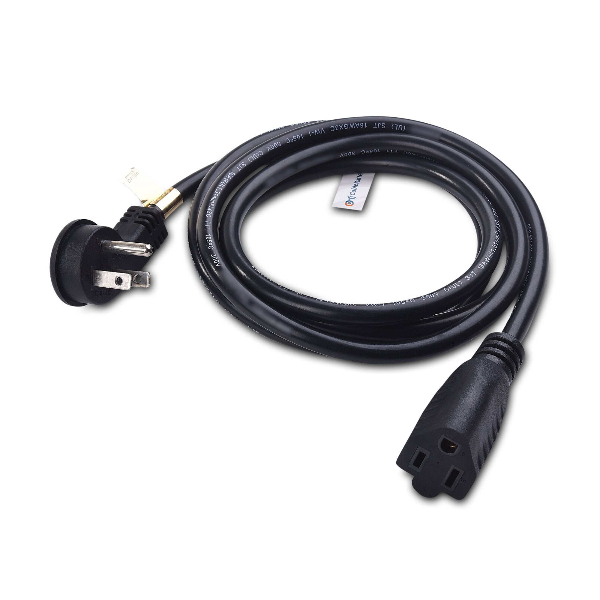 Cable Matters 2 Pack Low Profile Flat Plug Extension Cord (Power Extension Cable) 6 Feet (Nema 5 15P To Nema 5 15R)