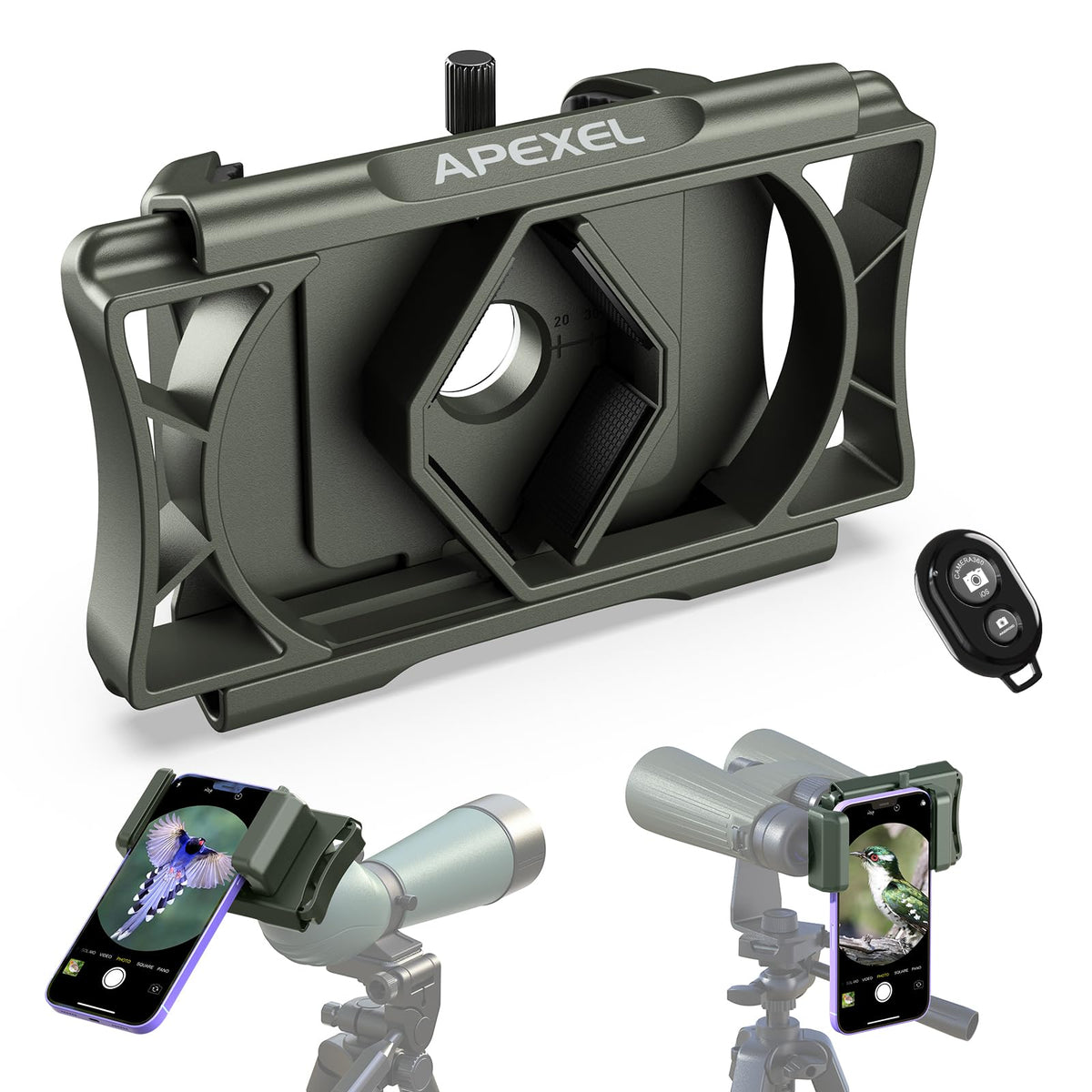 Apexel 360 Telescope Phone Adapter, Upgraded Binocular Photo Adapter For Android & Iphone, Smartphone Mount For Telescope, Monoc