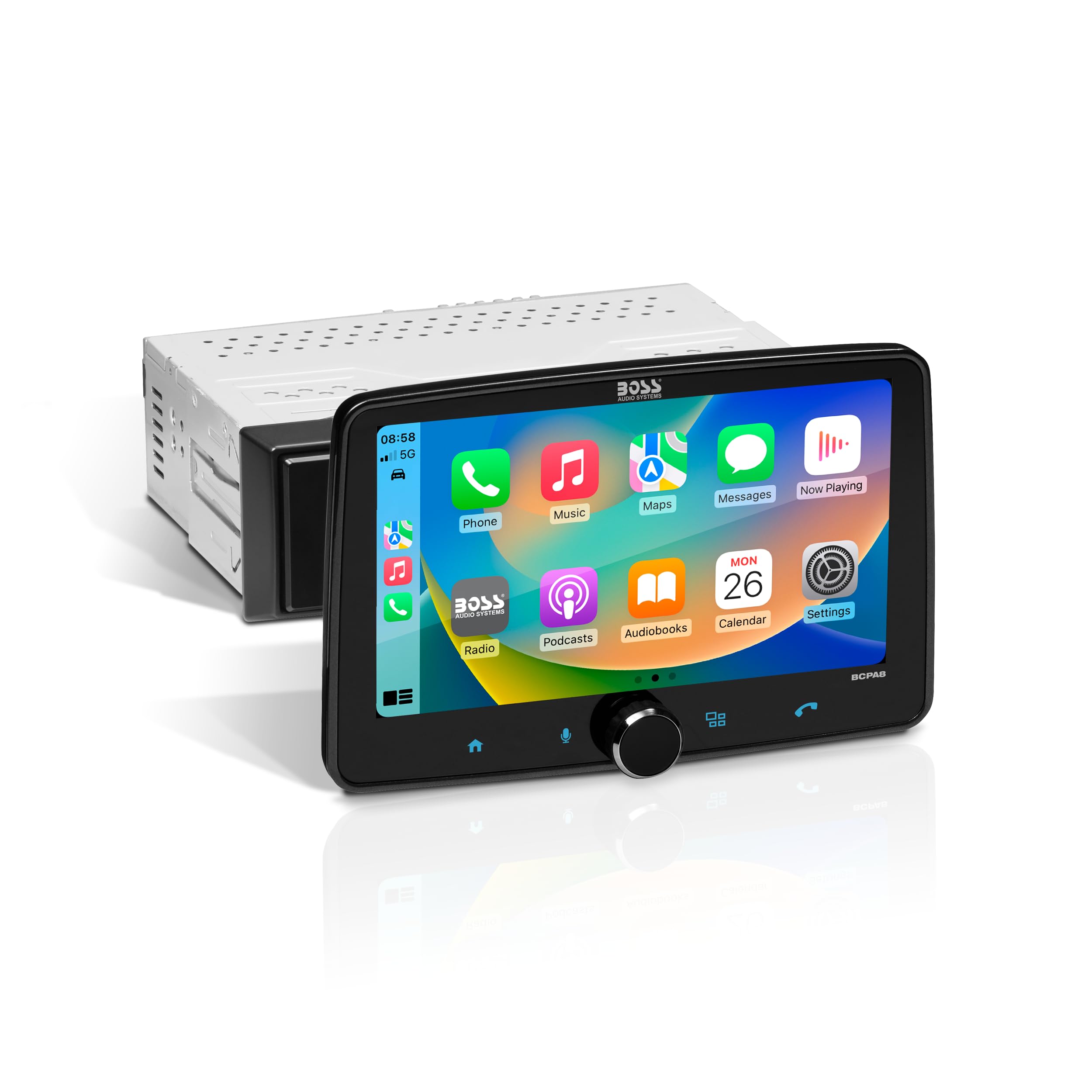 Boss Audio Systems Bcpa8 Car Stereo   Apple Carplay, Android Auto, Single Din, 8 Inch Touchscreen, Bluetooth, No Cd Dvd Player,