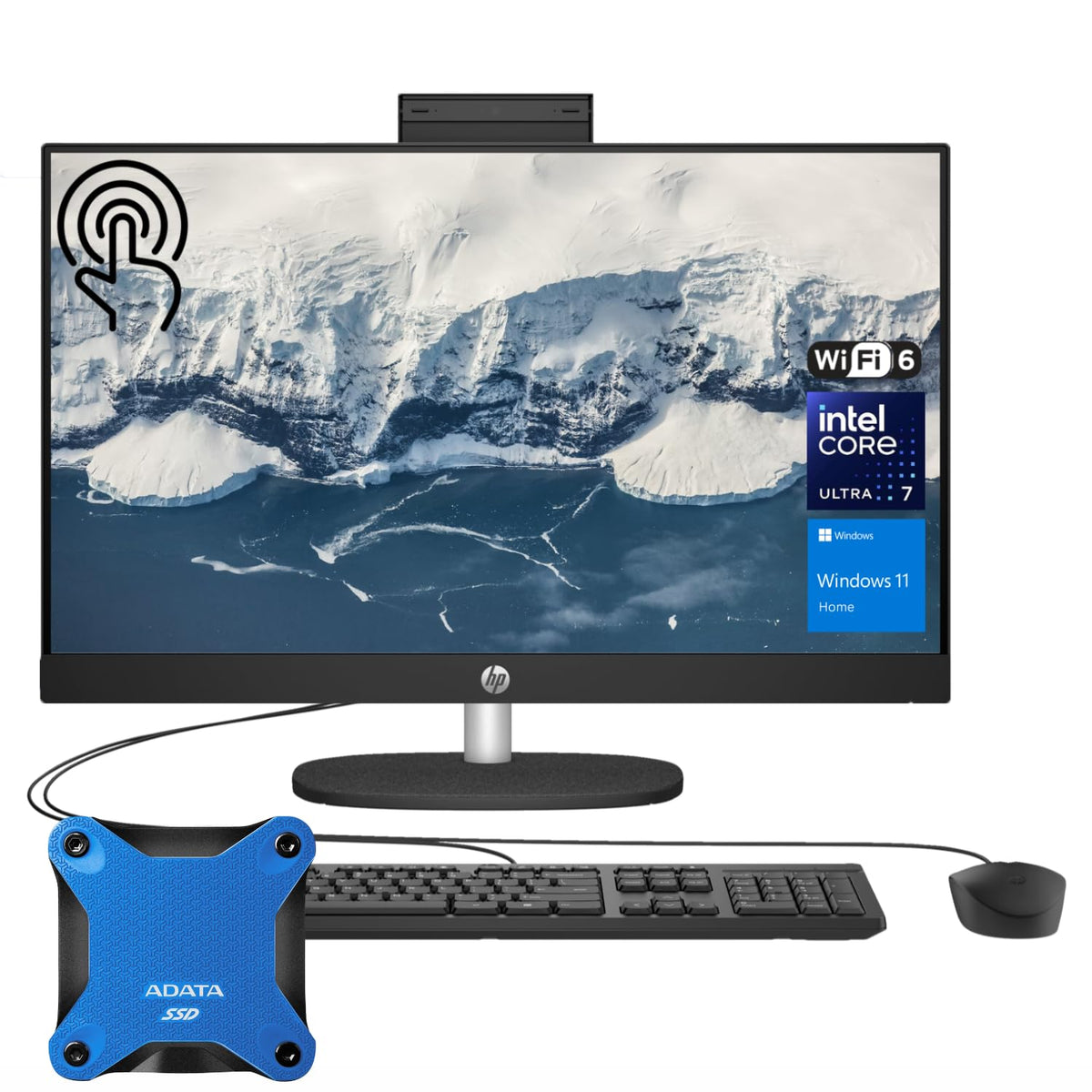 Hp 24'' Ultra 7 Ai All-In-One Desktop, 23.8'' Fhd Touchscreen, Intel Core Ultra 7 155U, 16Gb Ddr5 Ram, 1Tb Ssd, Wired Kb & Mouse