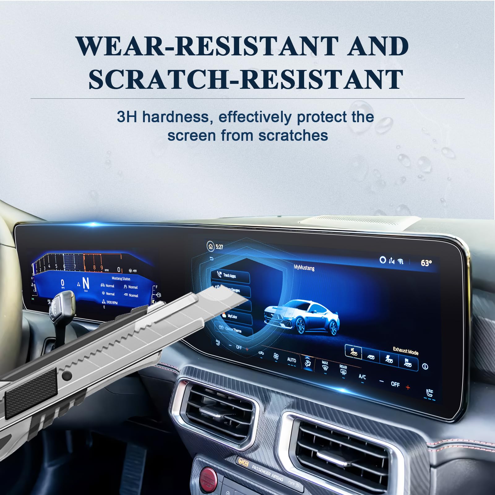 Bibibo 2Pcs For 2024 2025 Ford Mustang Screen Protector 2024 2025 Ford Mustang Ecoboost/ Ecoboost Premium/Gt/Gt Premium/Dark Horse/Dark Horse Premium Display,[Anti Glare& Scratch Ultra Clear] 2024 Ford Mustang Accessories Pet Nano Foils 2024 2025 Mustang