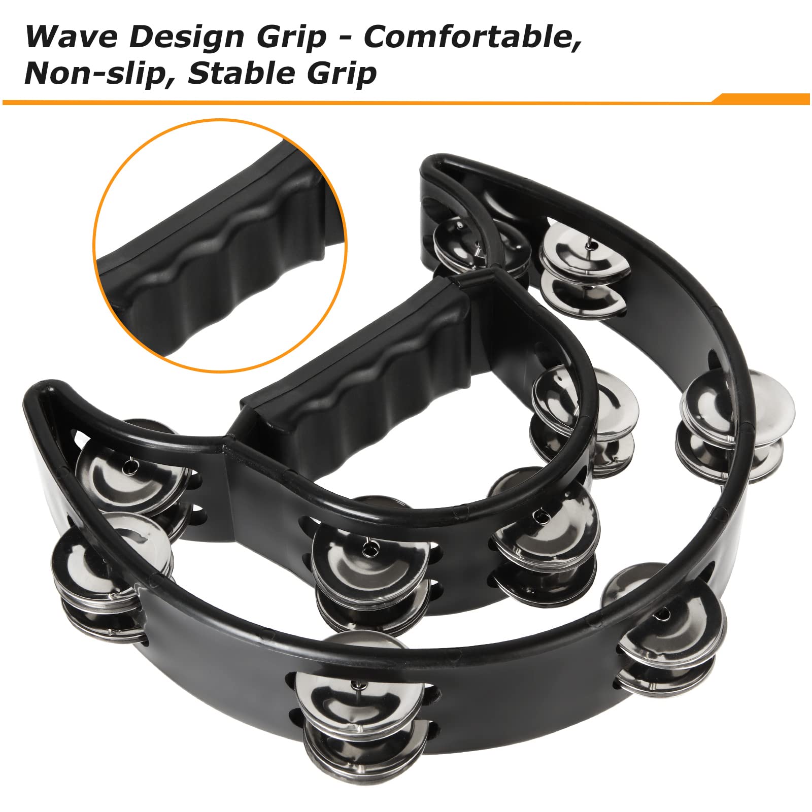 4 Pcs Foot Tambourine For Adults, Black Foot Percussion Instruments With Metal Steel Jingle Bell For Guitar Drum Accessory Instr