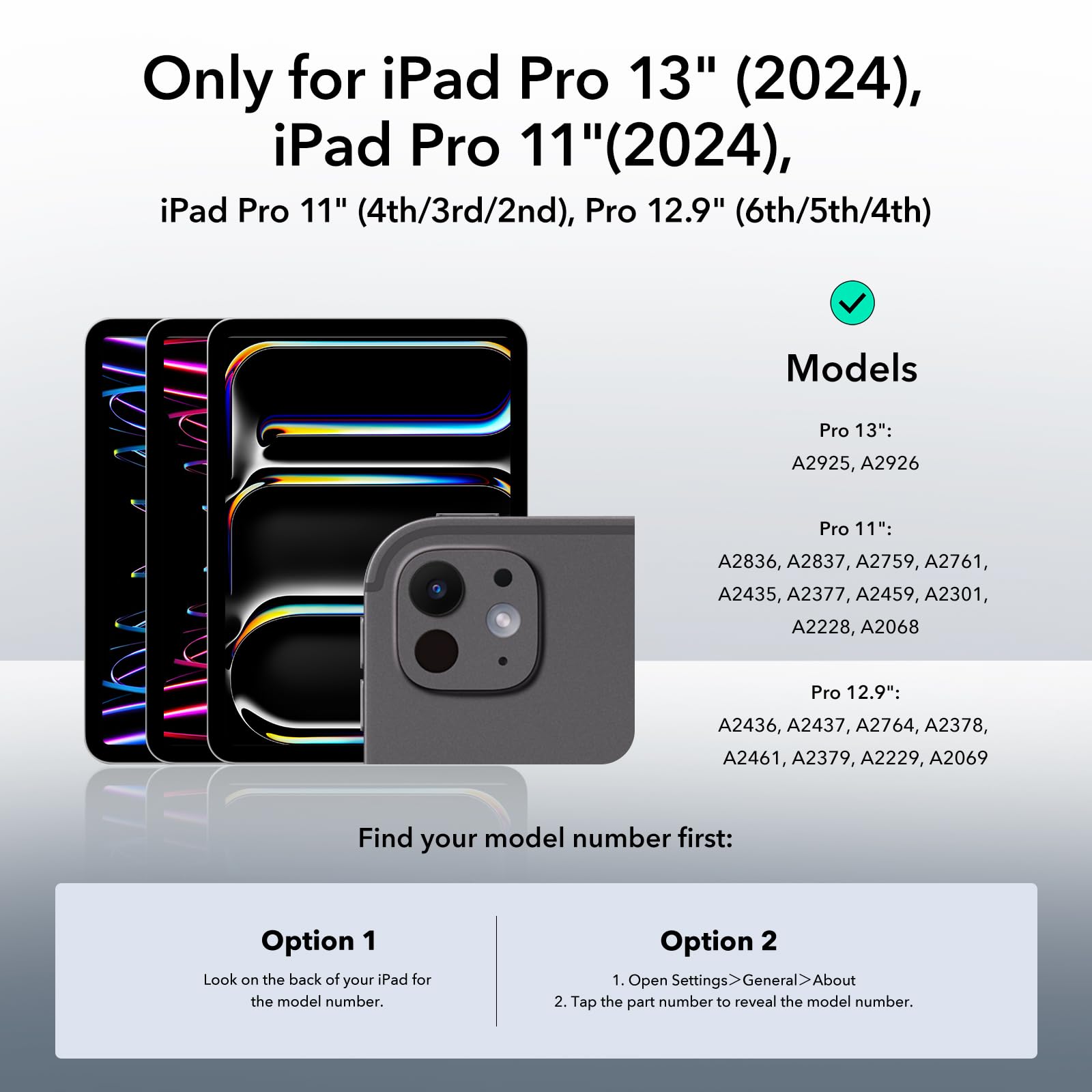 Esr 2 Pack Camera Lens Protector Compatible With Ipad Ipad Pro11/13 2024, Pro 12.9/11 Inch (2022/2021/2020), 9H Anti Scratch Tempered Glass, Hd Clarity, 3D Full Coverage