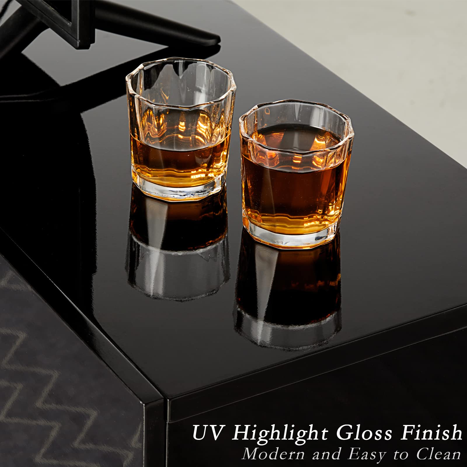 Amerlife Floating Tv Stand With 36'' Electric Fireplace, High Gloss Finish Wall Mounted Fireplace Entertainment Center With Stor