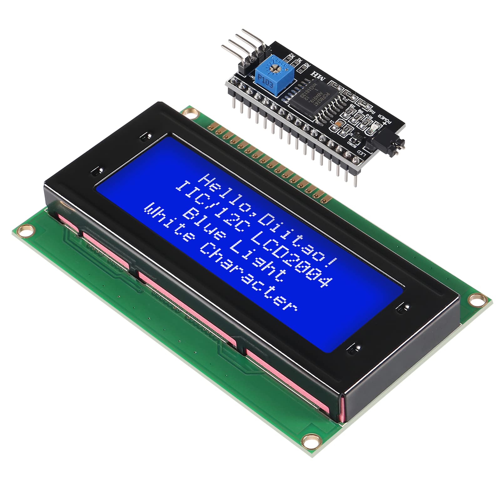 Diitao 2Set Lcd 2004 Module,Iic I2C Twi Serial 20X4 Lcd Module With I2C Interface Adapter Blue Backlight (20X4 I2C Lcd)