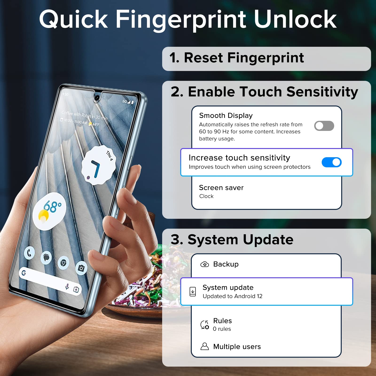 Ivoler Screen Protector For Google Pixel 7A Tempered Glass Film [2 Pack] With [2 Pack] Camera Lens Protector Tempered Glass With