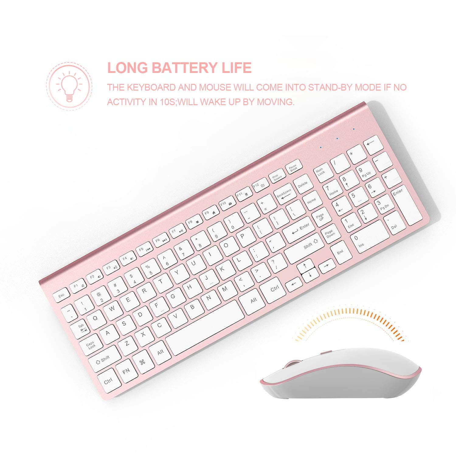 Wireless Keyboard Mouse, J Joyacces2.4G Compact And Ultra Slim Wireless Keyboard And Mouse For Windows, Computer, Desktop, Pc, L
