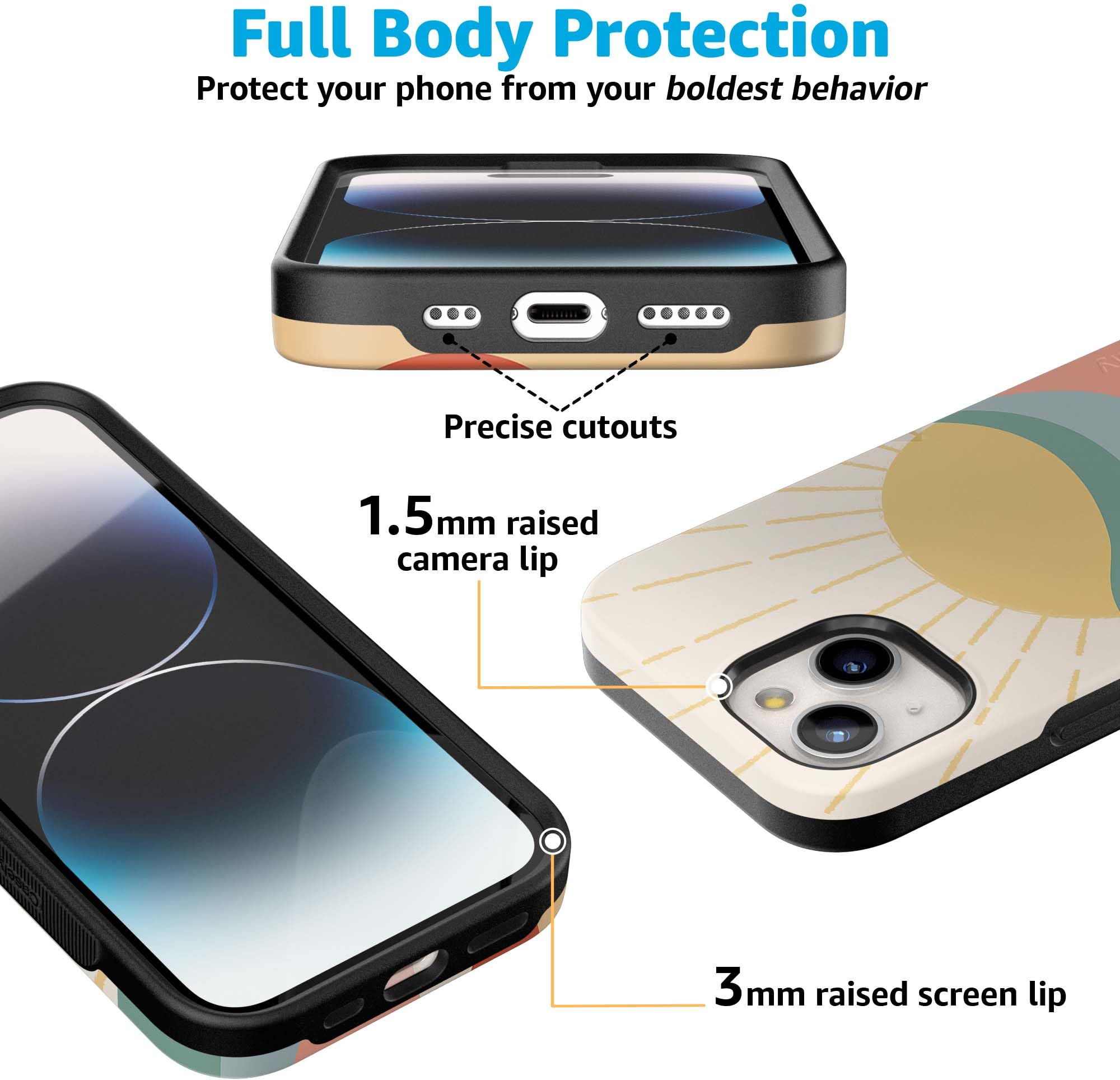 Casely Iphone 14 Case | Here Comes The Sun | Cute Colorblock Sunset | Compatible With Magsafe | Bold Protective Design