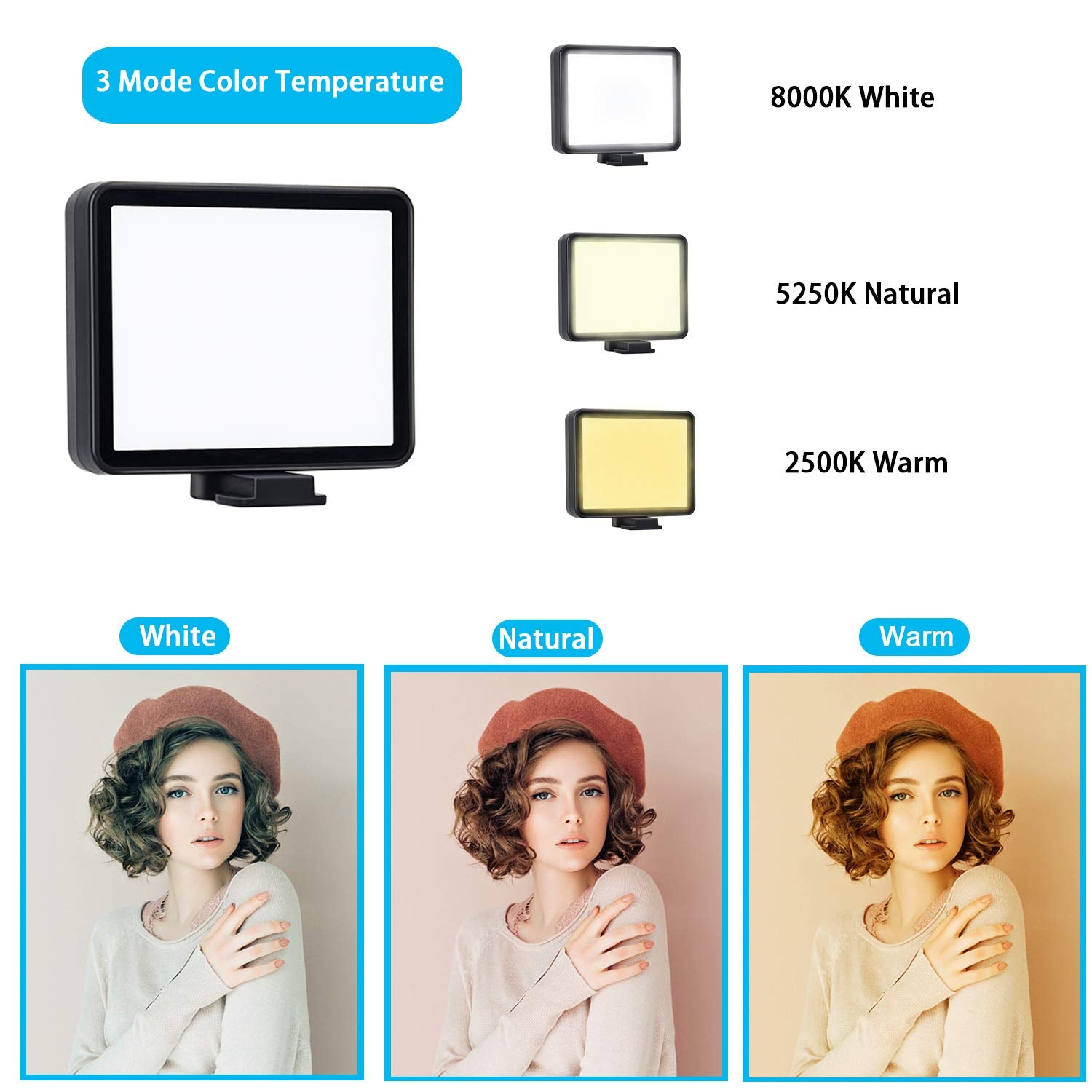 Suptig Led Video Light Dimmable White Lights, Natural Lights, Warm Lights Compatible For Gopro Hero 12,11,10,9,8,7,6,5,4,3,3+, H