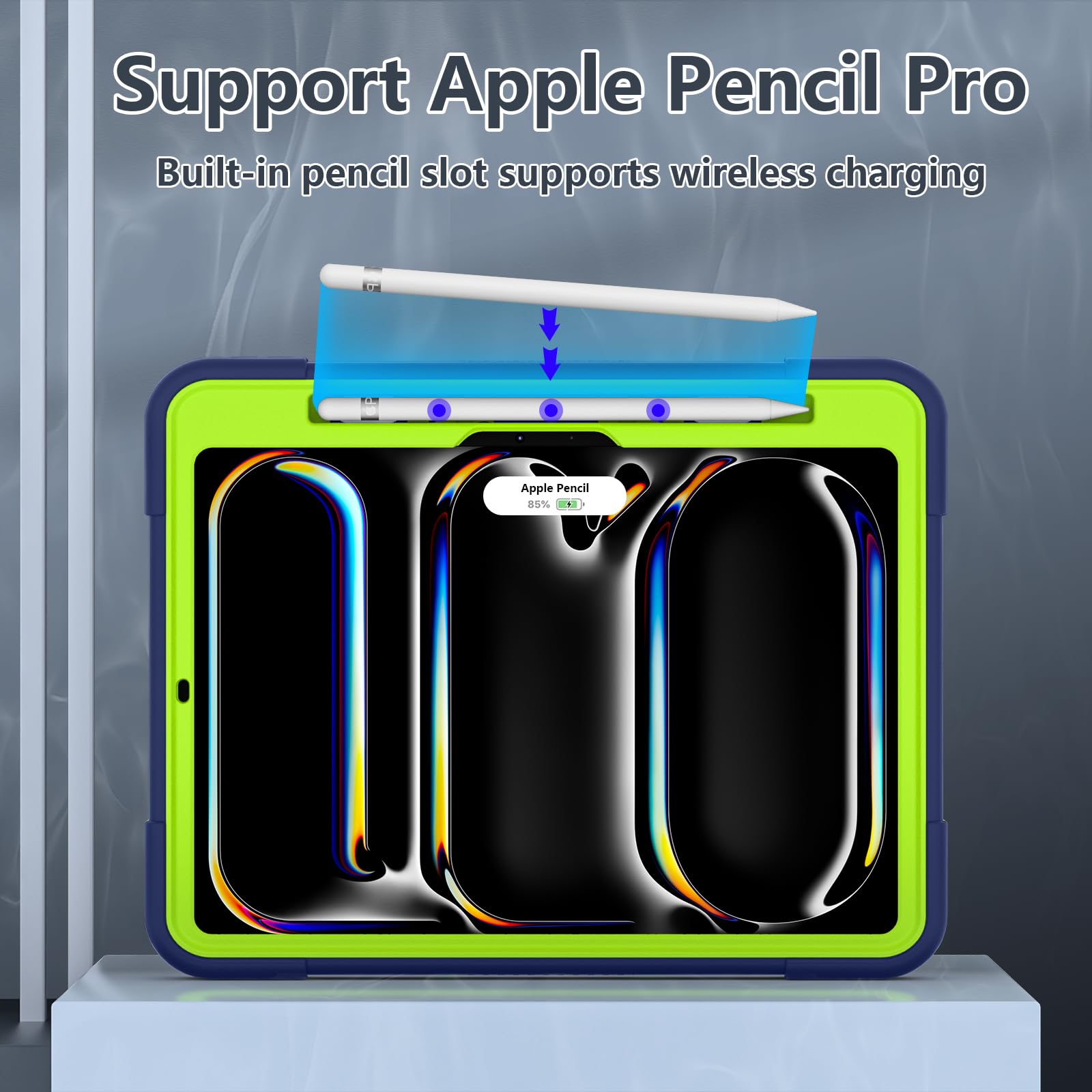 Tsqqst For Ipad Pro 11 Inch Case M4 5Th Gen 2024 For Kids With Pencil Holder, Full Body Protection Rugged Shockproof Case With S