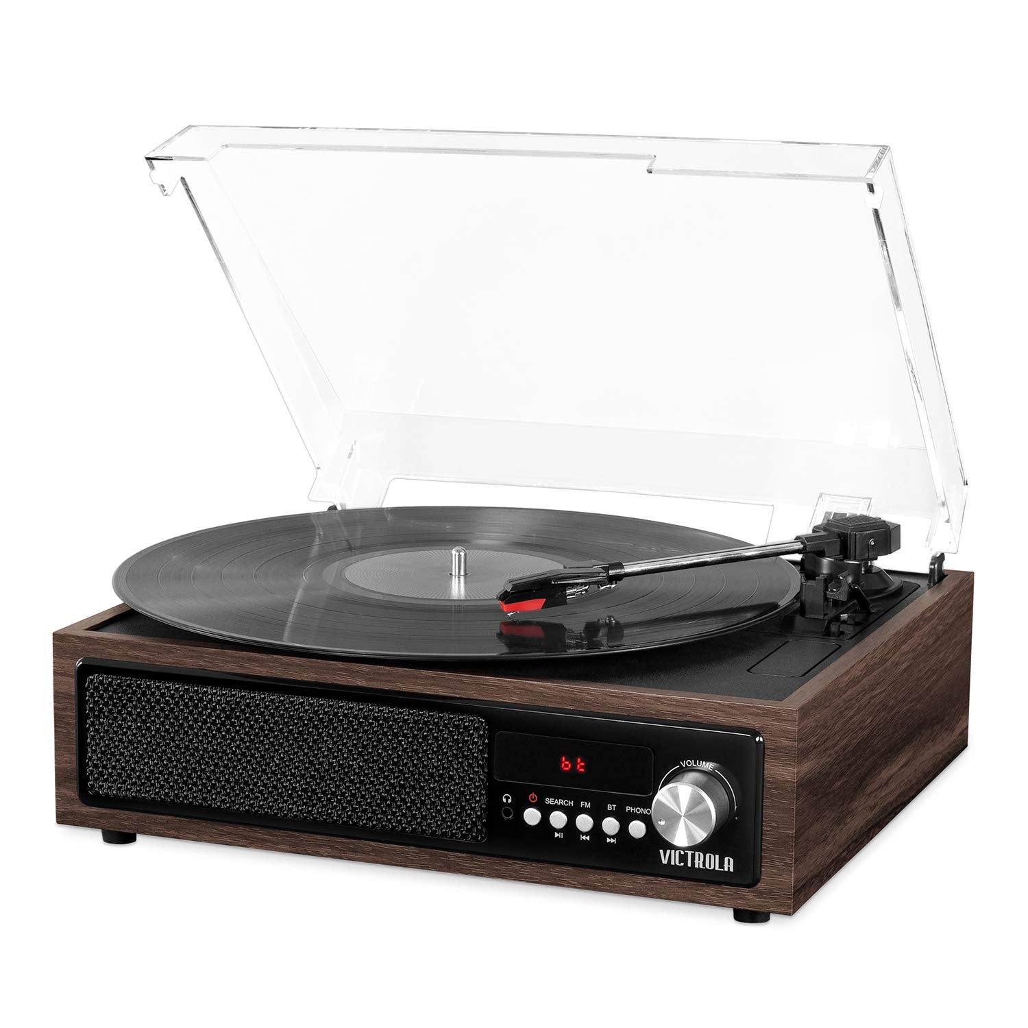 Victrola 3in1 Bluetooth Record Player with Built in Speakers and 3Speed Turntable, Espresso