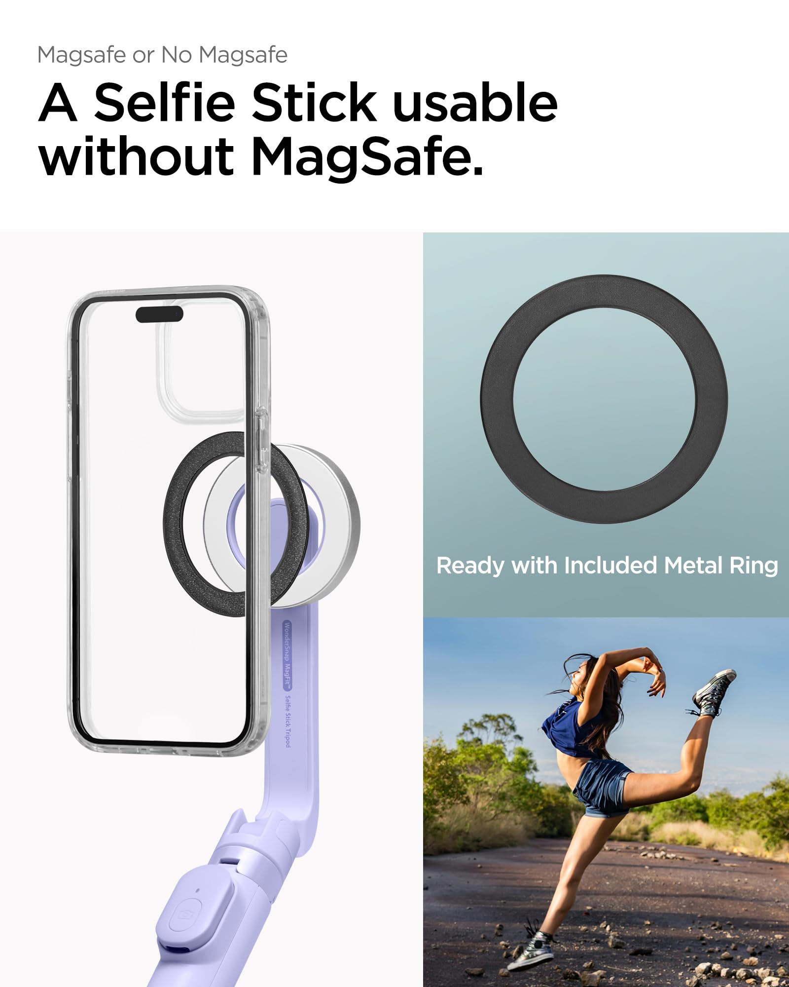 Spigen Selfie Stick Tripod Stand With Bluetooth Remote Control Shutter 24 Extendable Holder Compatible With Magsafe Iphone 17/16