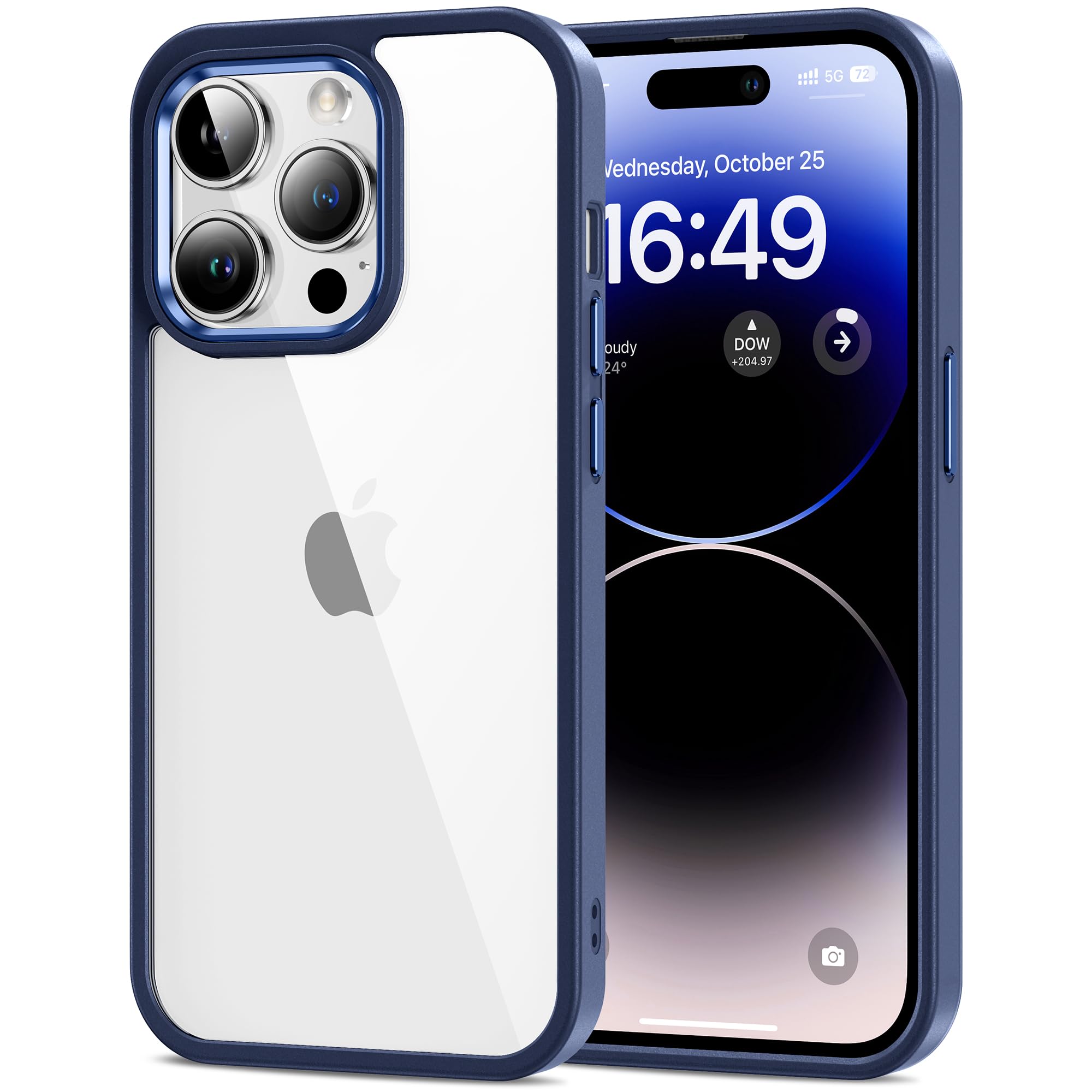 HOOMIL Case for iPhone 14 Pro Max 6.7-Inch, Non-Yellowing, Drop Protection, Anti-Scratch Transparent Hard Back Phone Cover - Blu