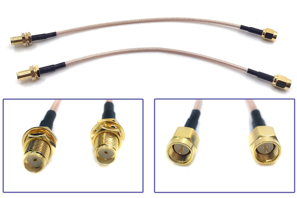 Gp Electric Pack Of 2 Sma Male To Sma Female Nut Bulkhead Crimp Antenna Low Loss Rf Rg316 Coaxial Cable (4 Inches (10 Cm))
