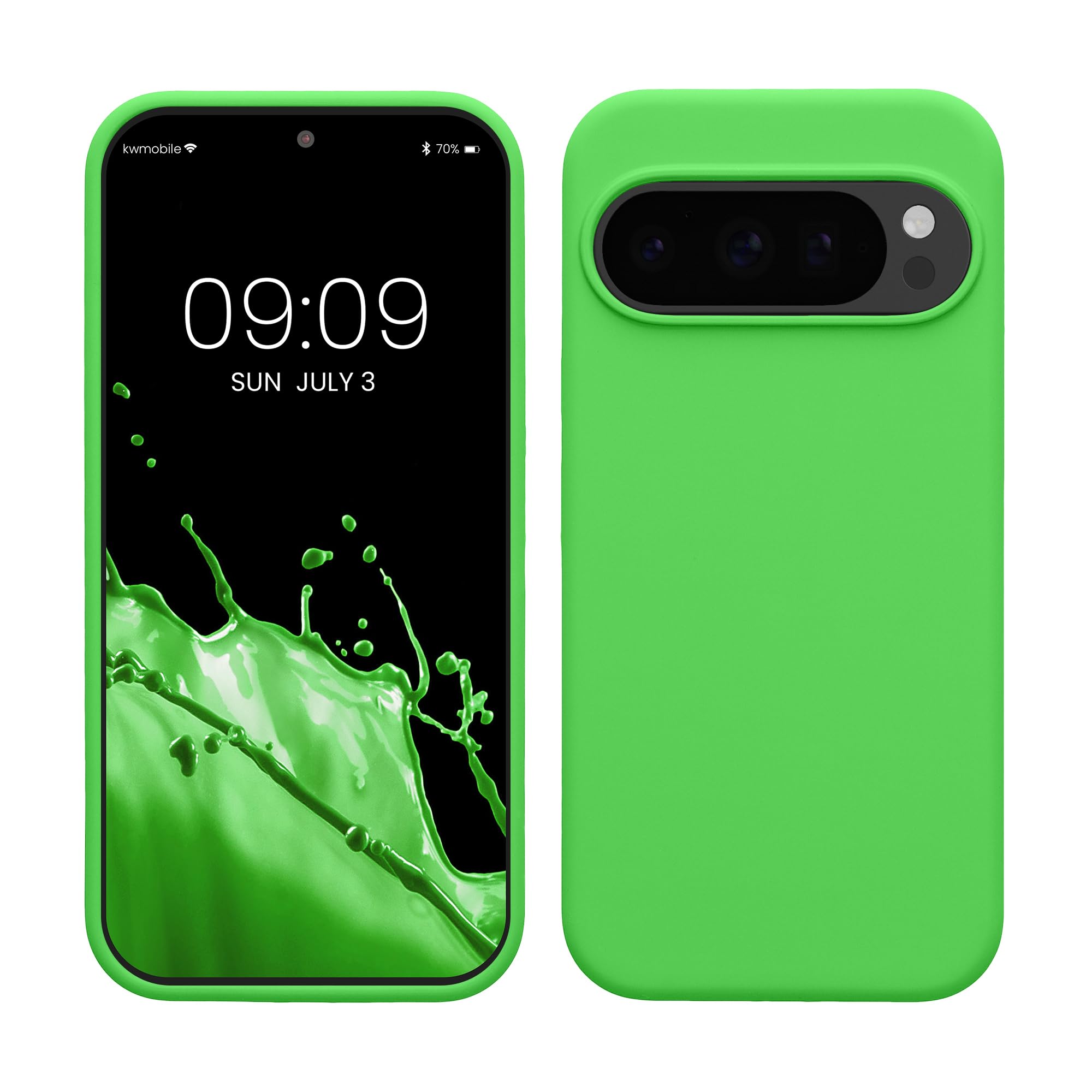 kwmobile Case Compatible with Google Pixel 10 / Pixel 10 Pro Case - TPU Silicone Phone Cover with Soft Finish - Lime Green