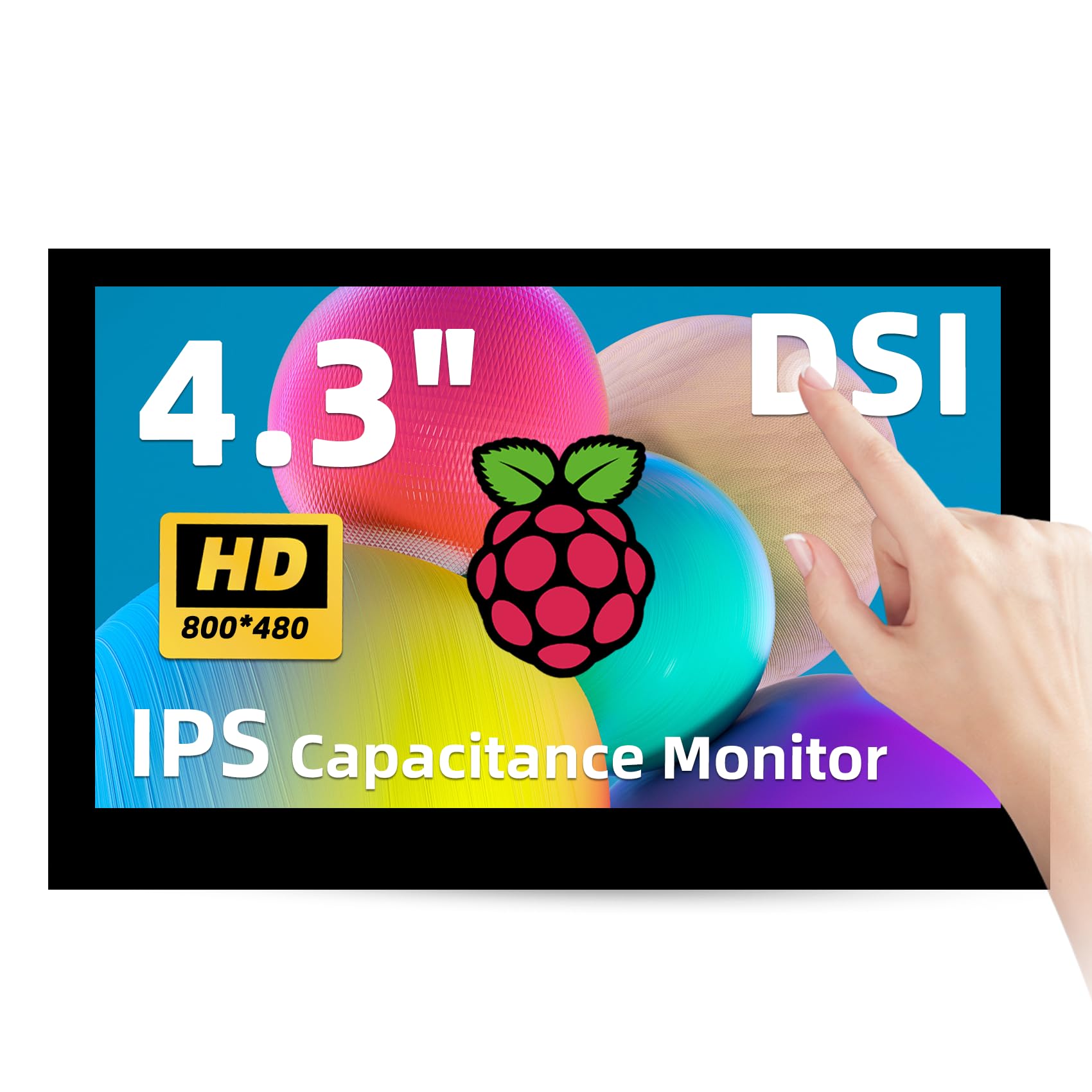 Ipistbit 4.3 Inch Raspberry Pi Screen, 800X480 Pixel Capacitive Touchscreen, Mipi Dsi Lcd Display For Raspberry Pi, Driver Free