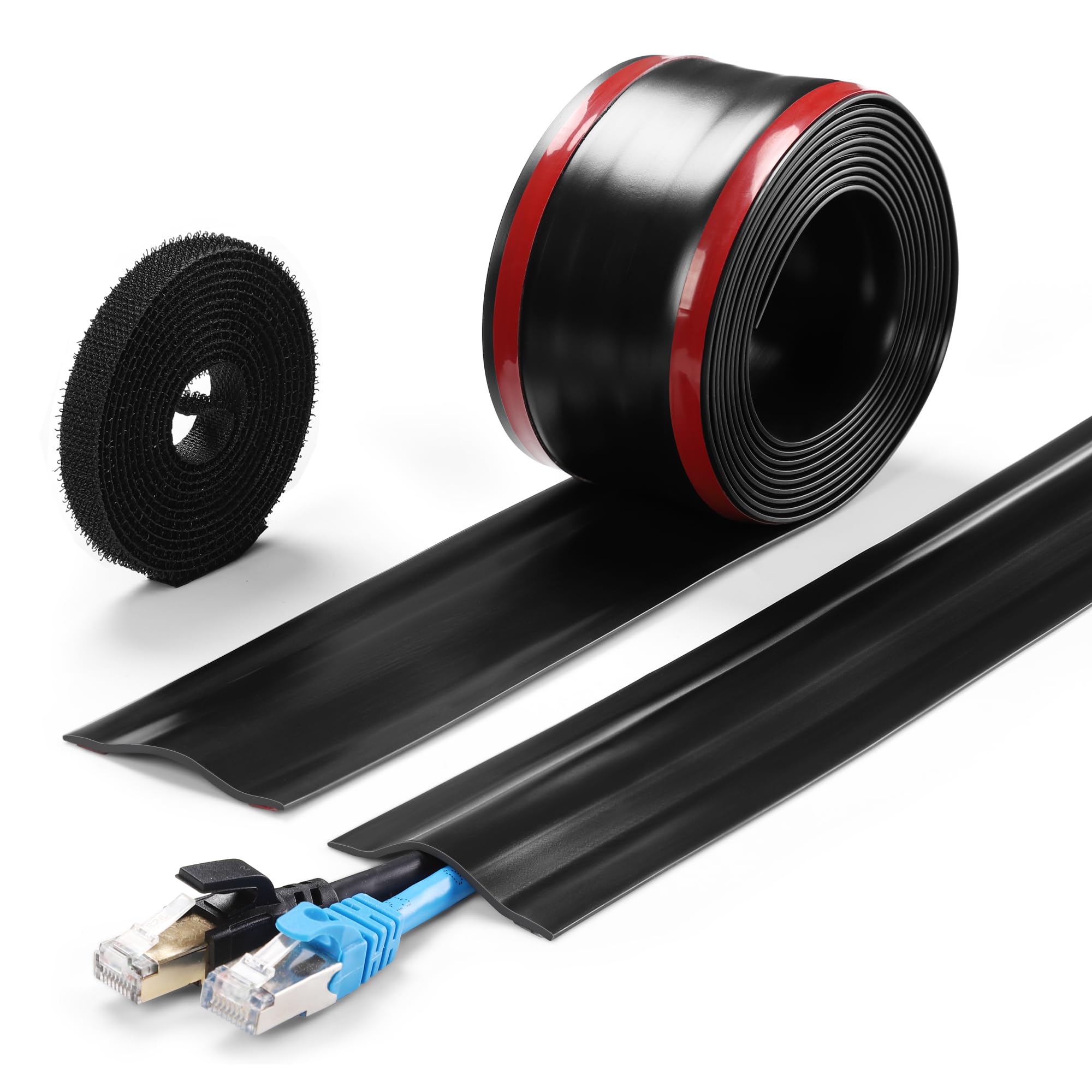 8.2Ft Cord Cover Floor, Pvc Cord Covers For Wires On Floor, Soft Floor Cable Cover Cord Hider, Floor Cable Management Cable Prot