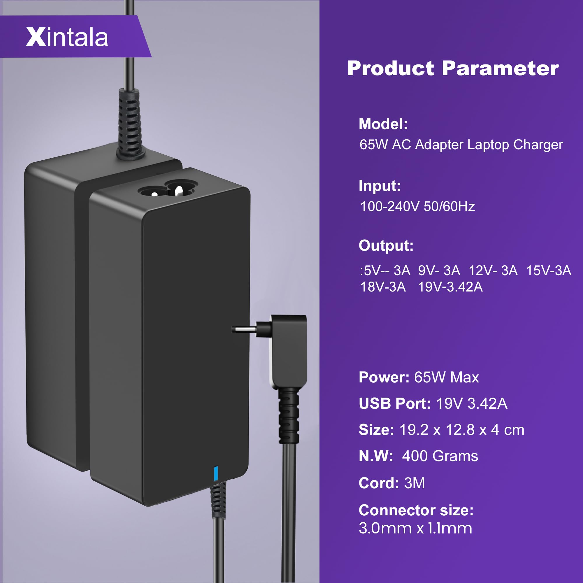 Ac Adapter Charger For Samsung Galaxy Book Flex 2 Alpha Np730Qda Np730Qda Kb1Us Np730Qcj Np730Qcj K01Us Galaxy View Sm T670 Sm T