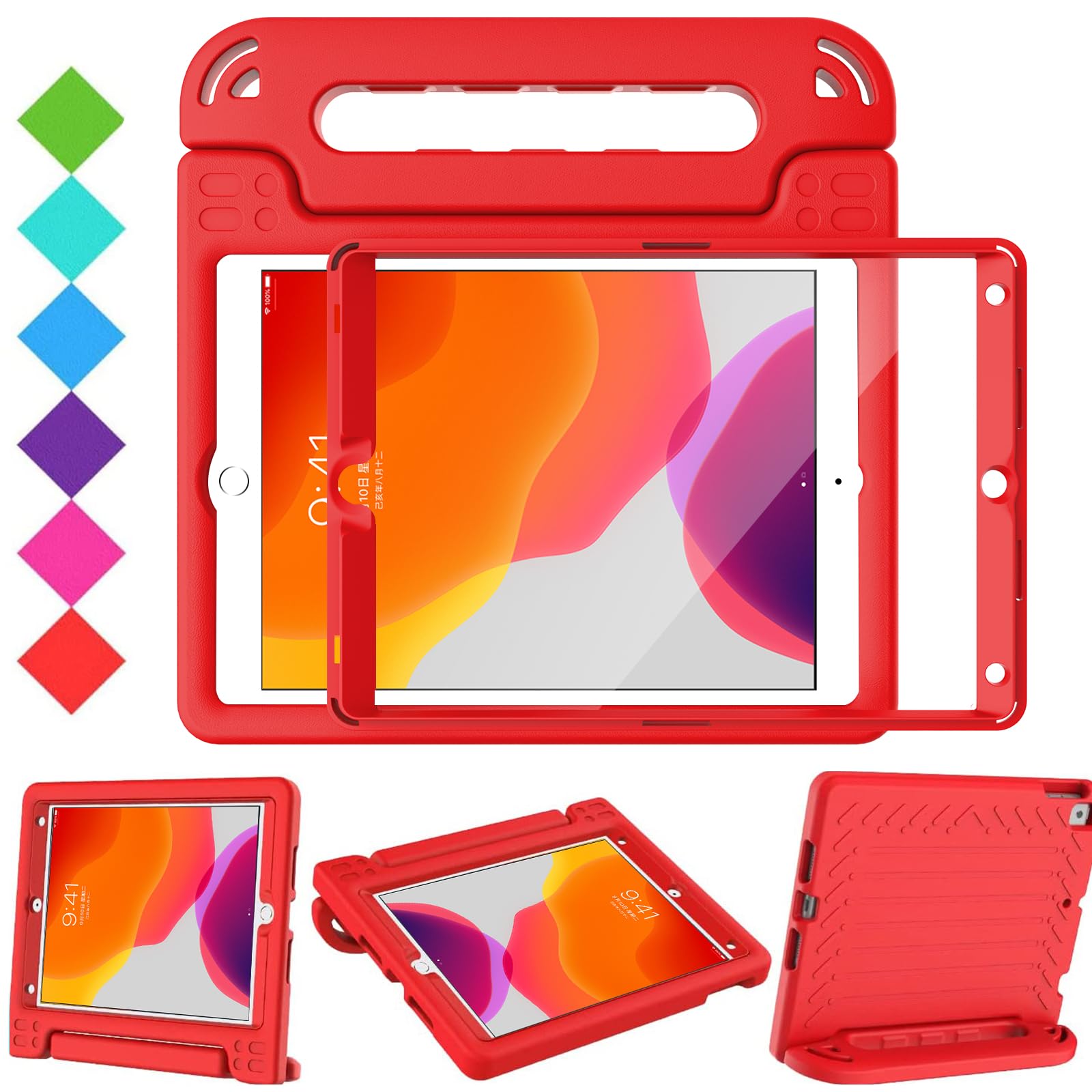 Bmouo Ipad 9Th/8Th/7Th Generation Case For Kids, Ipad 10.2 Case   With Screen Protector, Shockproof Light Weight Convertible Han