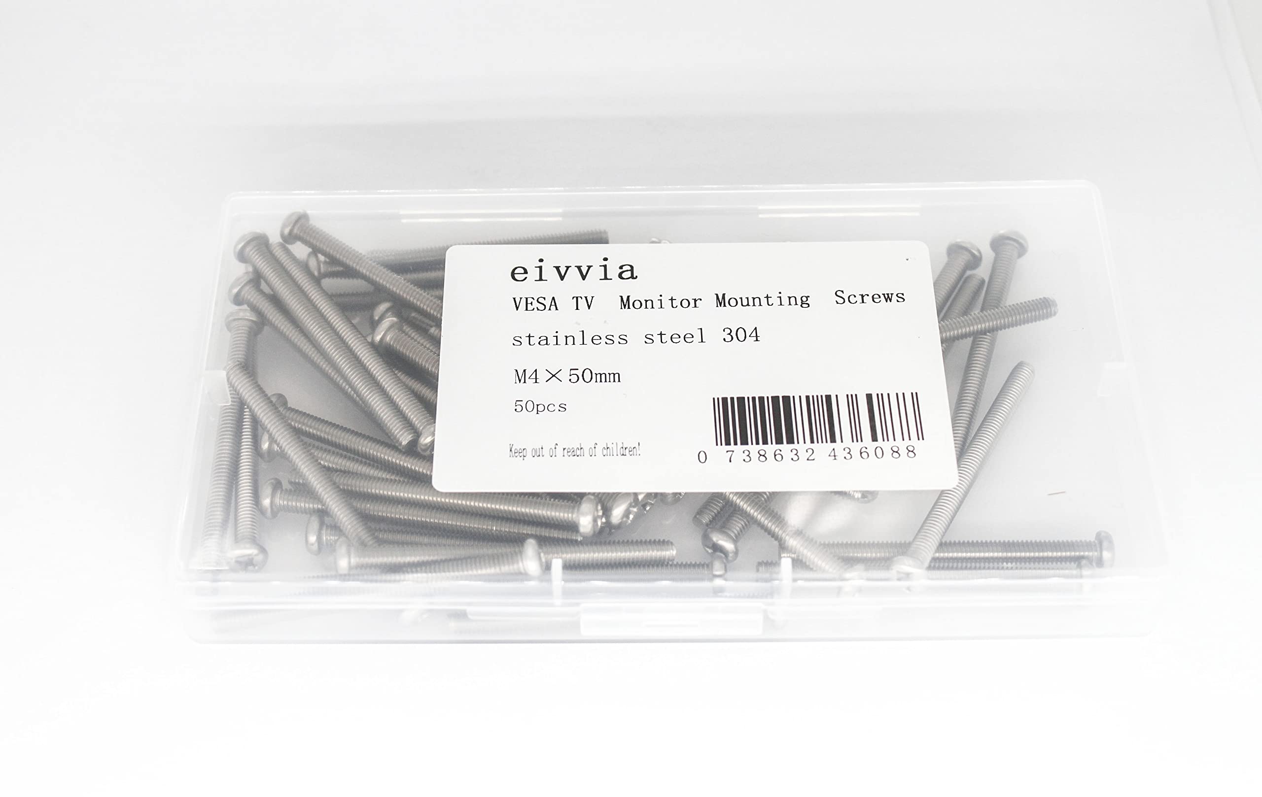 Eivvia 50Pcs Vesa Tv Monitor Mounting Screws M4 X 25Mm
