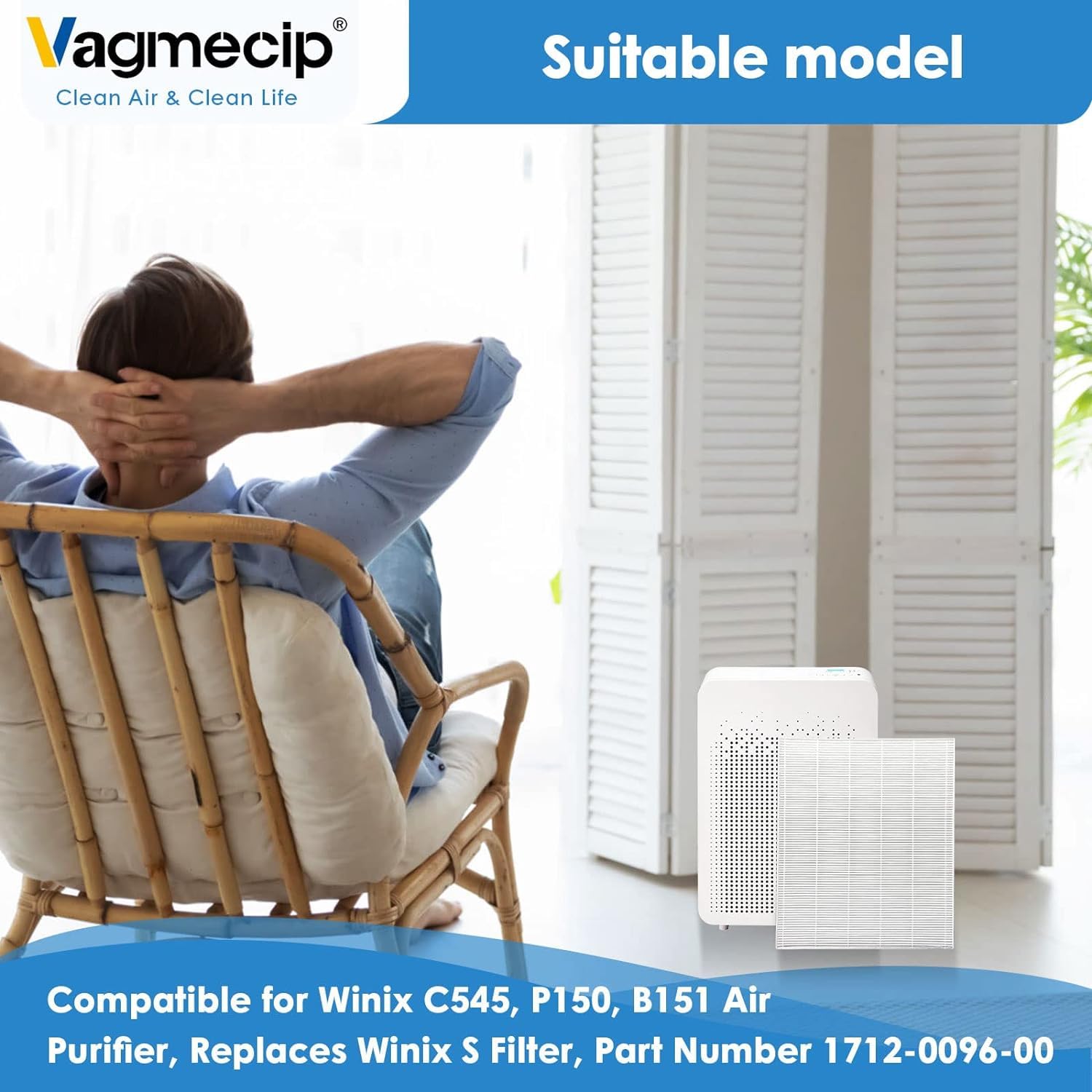 4Pack   C545 Replacement Hepa Filters Compatible With Winix C545 Air Purifier, Ture Hepa Filter S, Part Number 1712 0096 00 | 25