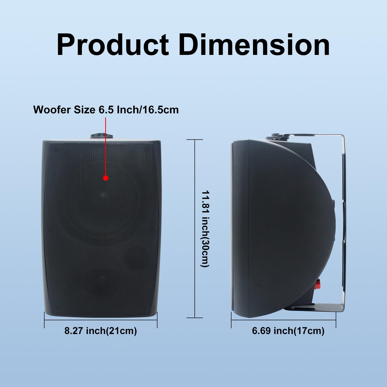 Herdio 400W 6.5 Inch Passive Outdoor Speakers Wired Waterproof,2 Way Wall Mounted Speakers With Powerful Bass For Patio Home Ind