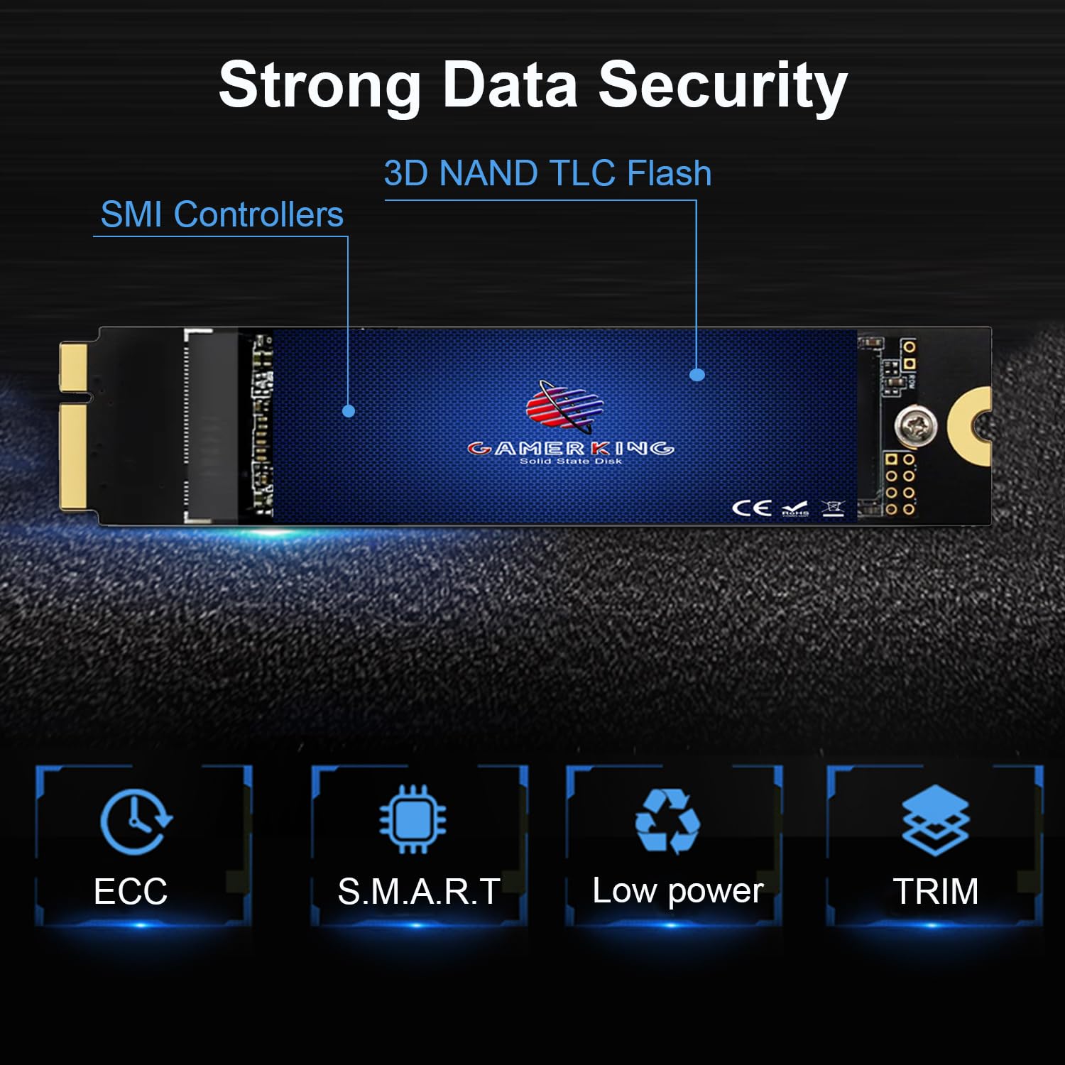 Gamerking 512Gb Ssd For Mid 2012 Macbook Air A1466 (Emc 2558), A1465 (Emc 2559), High Performance Replacement Solid State Drive