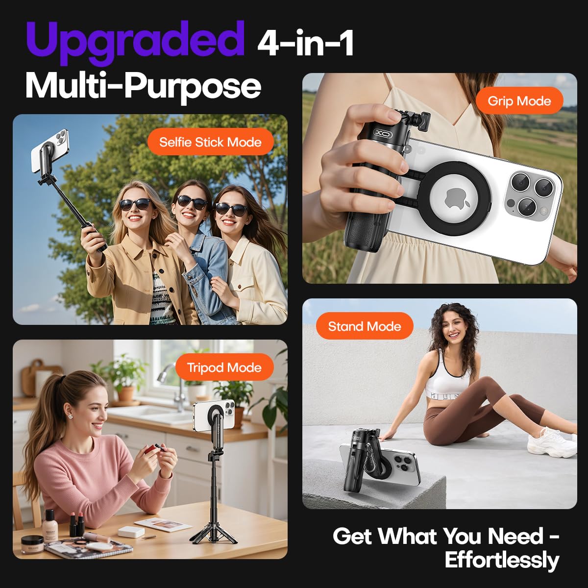 Magnetic Mini Phone Selfie Stick With 2 Fill Light, 360 Rotation Portable Phone Travel Tripod With Remote Control,Magnetic Chuck