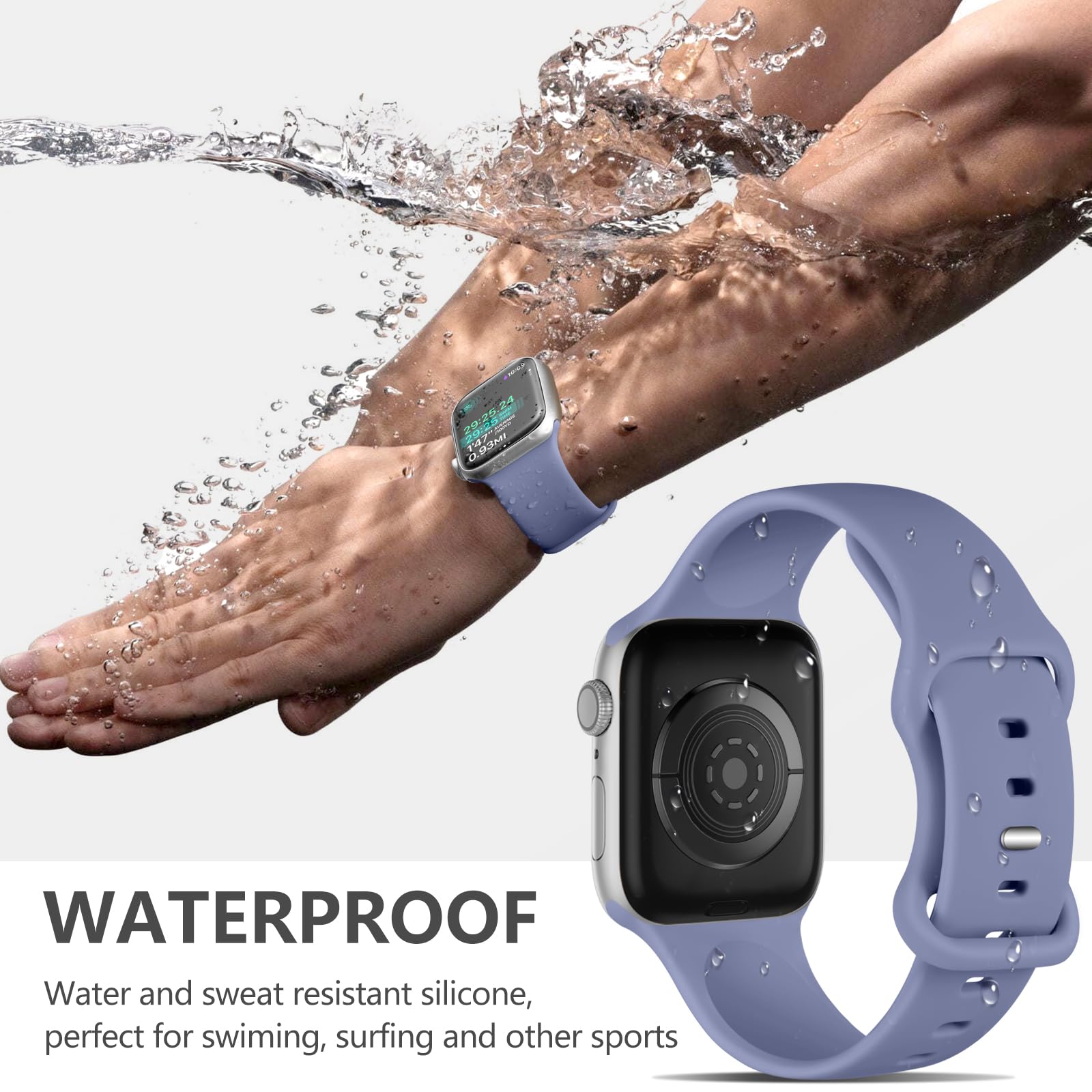 Daqin Soft Silicone Band Compatible With Apple Watch Band 42Mm 41Mm 40Mm 38Mm For Women Men, Waterproof Sport Iwatch Bands Repla