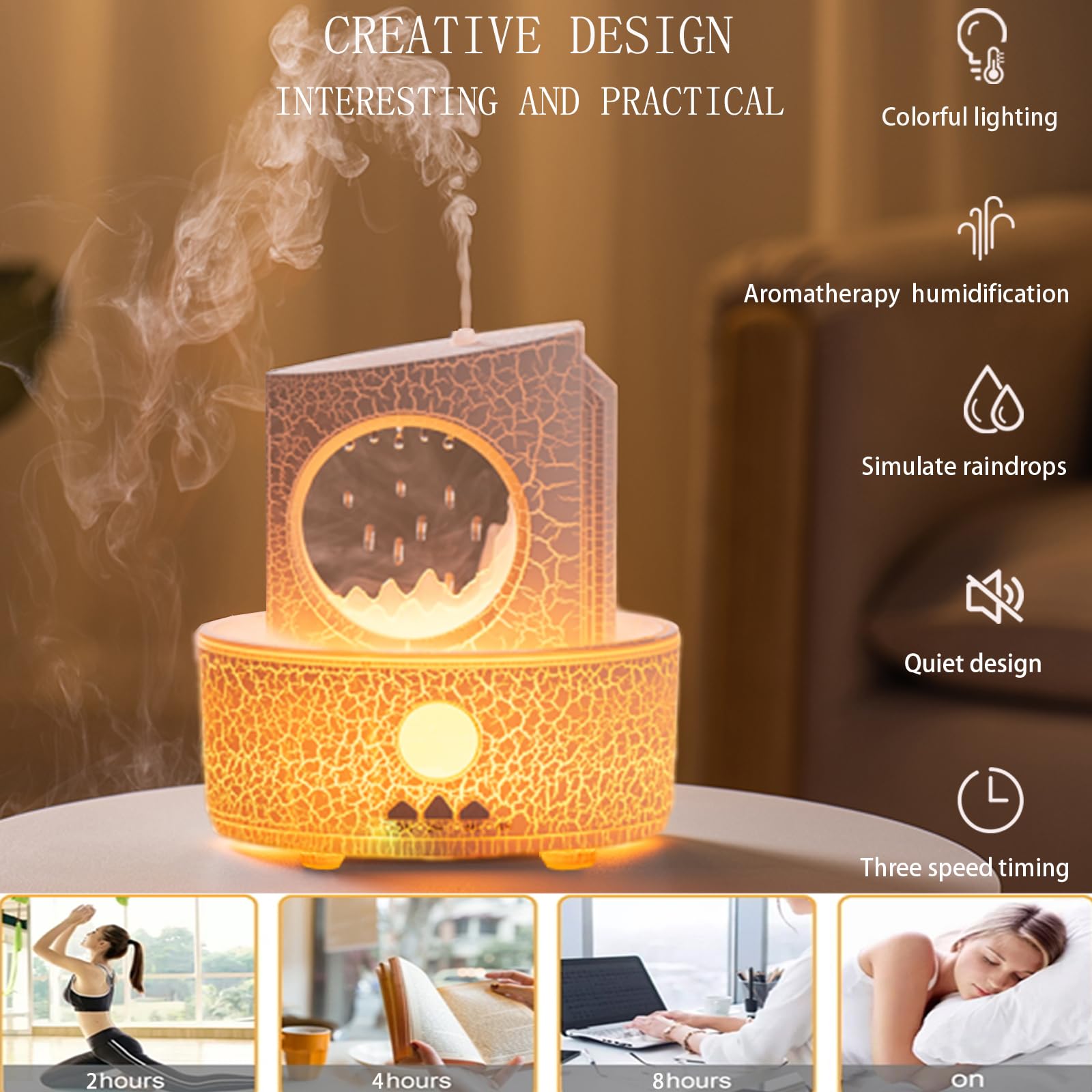 Raindrop Humidifiers For Bedroom,300Ml Ultrasonic Small Humidifier, Aromatherapy Essential Oil Vaporizer, Essential Oil Diffuser