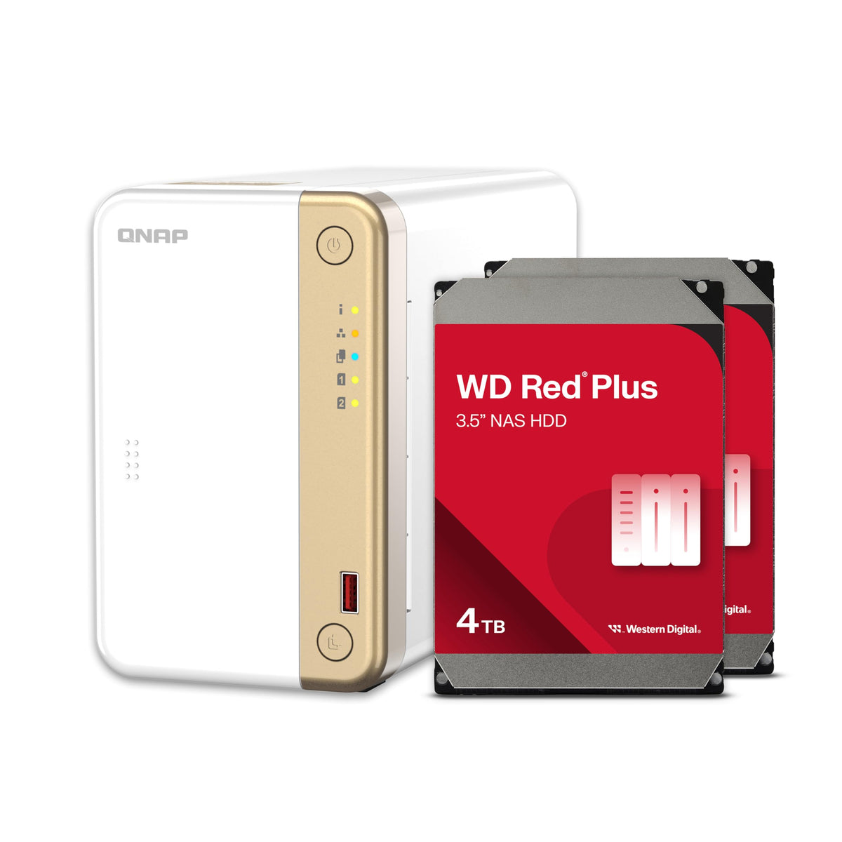 Qnap Ts 262 4G 24Wd Us 2 Bay Multimedia Desktop Nas With 12Tb Storage Capacity, Preconfigured Raid 5 Wd Red Plus Hdd Bundle