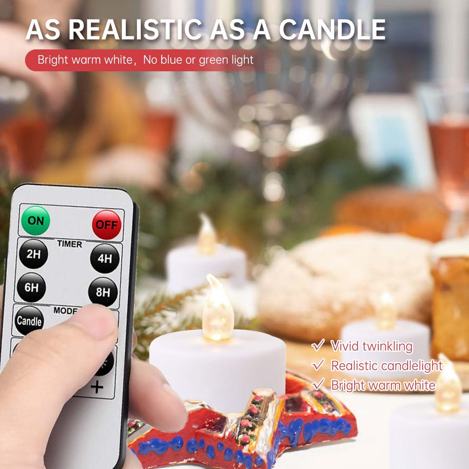 Led Tea Lights With Remote Control: Battery Operated Bulk Realistic And Bright Flickering Long Lasting 400+Hours Flameless Candl