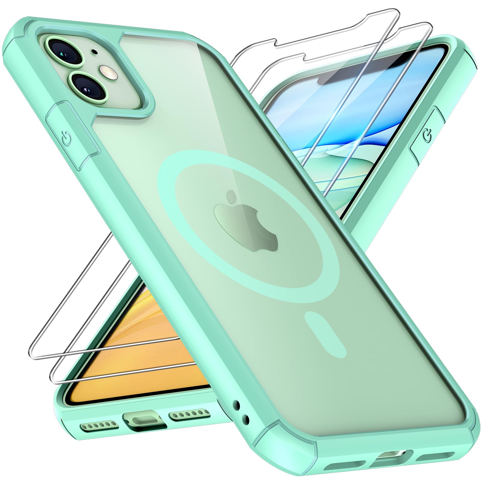 Tauri 3 In 1 Magnetic For Iphone 11 Case, With 2X Screen Protector, 10 Ft Drop Protection, Compatible With Magsafe Case For Ipho