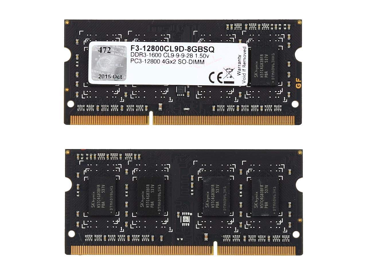 8Gb G.Skill Ddr3 Pc3 12800 Cl9 Sq Series Laptop Memory Dual Channel Kit