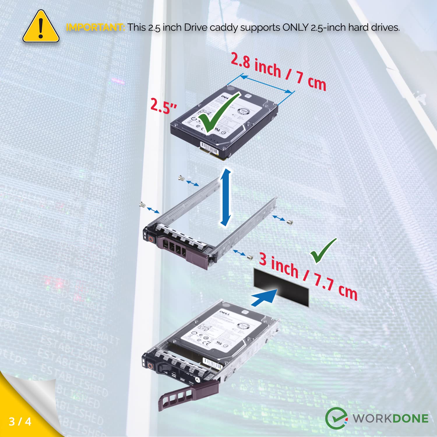 Workdone 12 Pack 2.5'' Drive Caddy   G176J Compatible For Dell Poweredge Servers T440 T640 R430 T430 R630 T630 R730Xd R830 R930