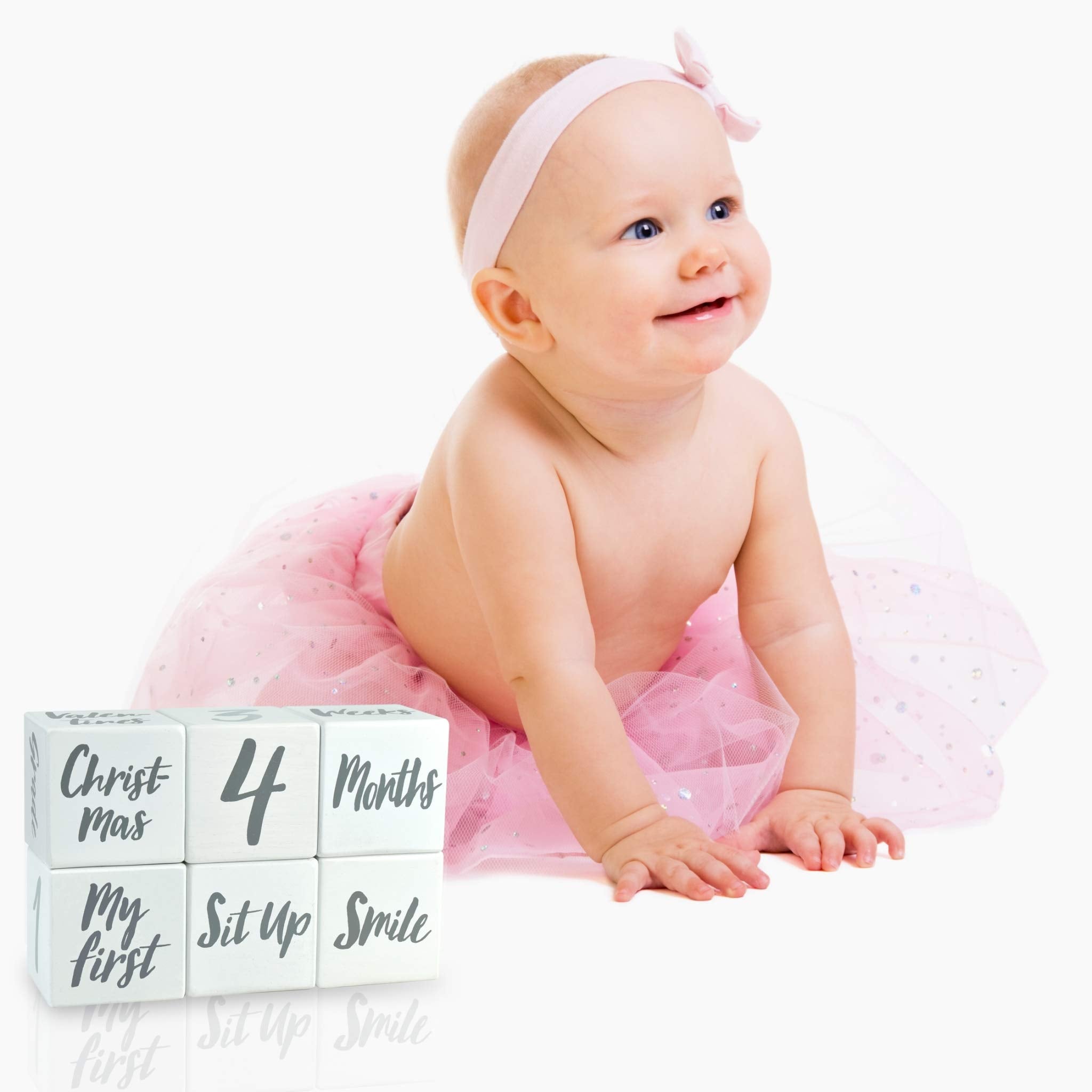 I'M Solid Wood Weekly Monthly Yearly Baby Milestone Age Blocks, Gender Neutral, Newborn Gifts & Keepsakes For Picture Props (6 P