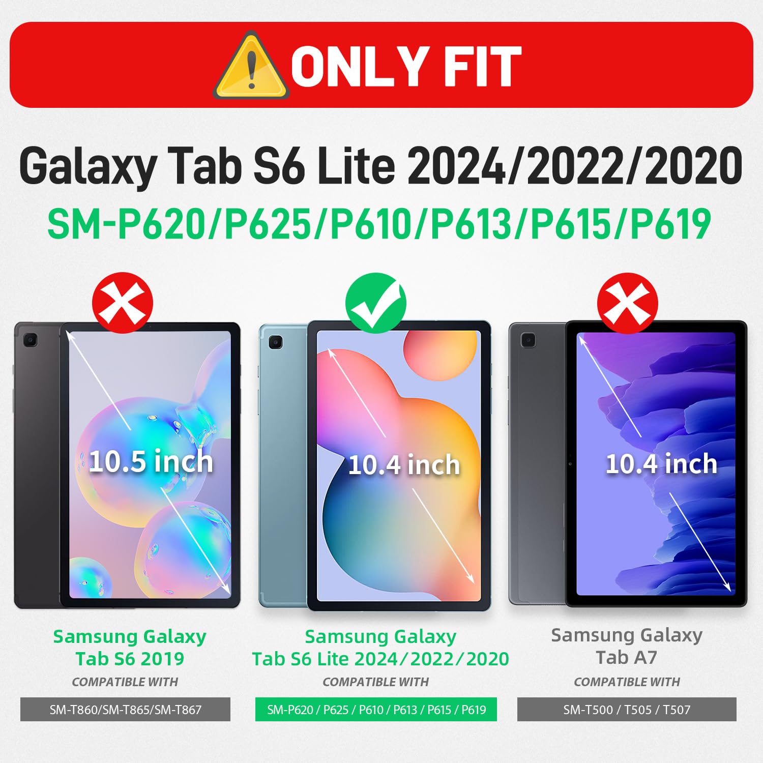 Hxcaseac For Samsung Galaxy Tab S6 Lite Case 10.4 Inch 2024/2022/2020, Sm P620/P610/P613/P615 Case With Pen Holder/Hand Strap/Sc