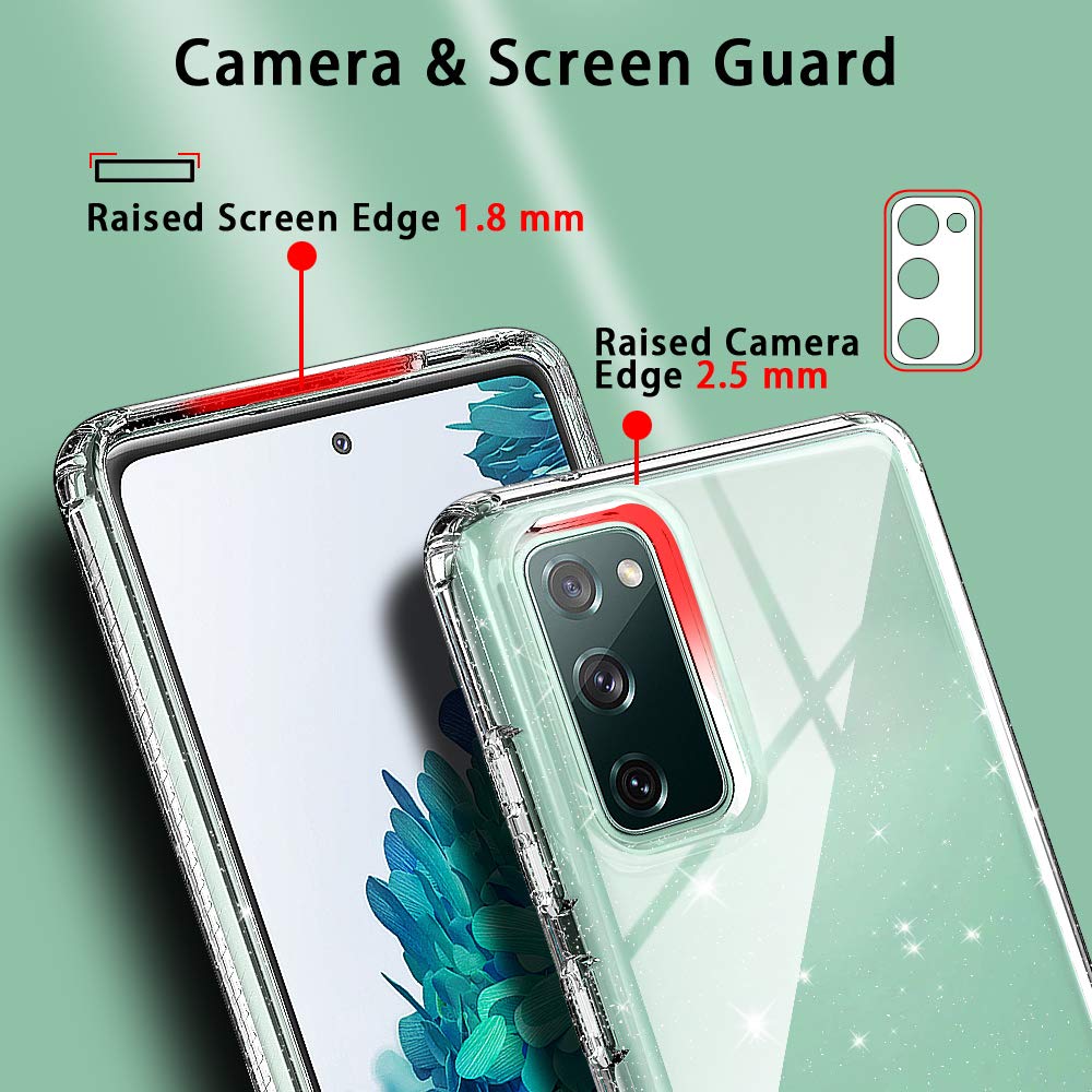 Annsd Galaxy S20 Fe Case(5G),Glitter Clear Sparkly Bling Slim Flexible Tpu Shock Absorption Rubber Full Body Protective Cover Fo