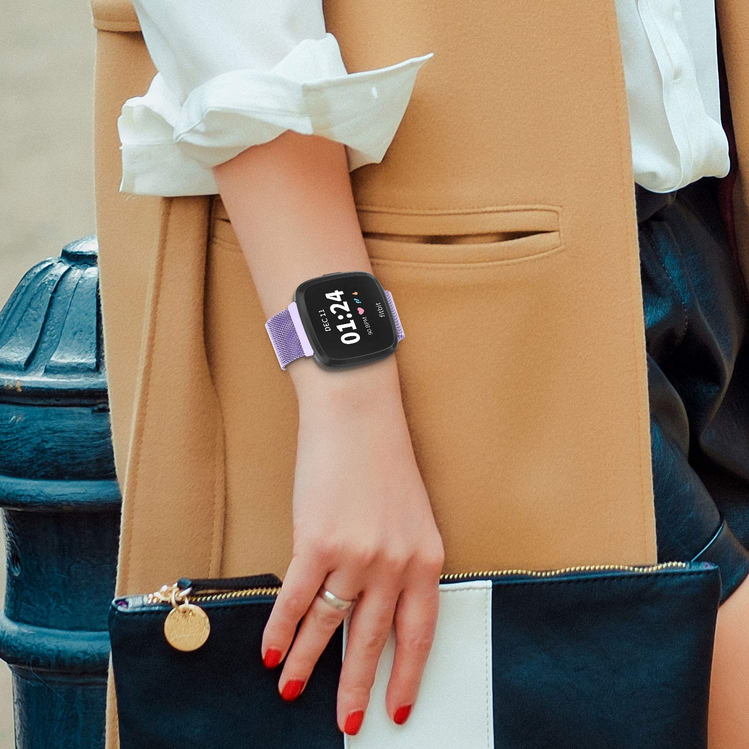 Limque Magnetic Bands Compatible With Fitbit Versa/Versa 2/Versa Lite/Se, Women Men Metal Adjustable Replacement Wristband For F