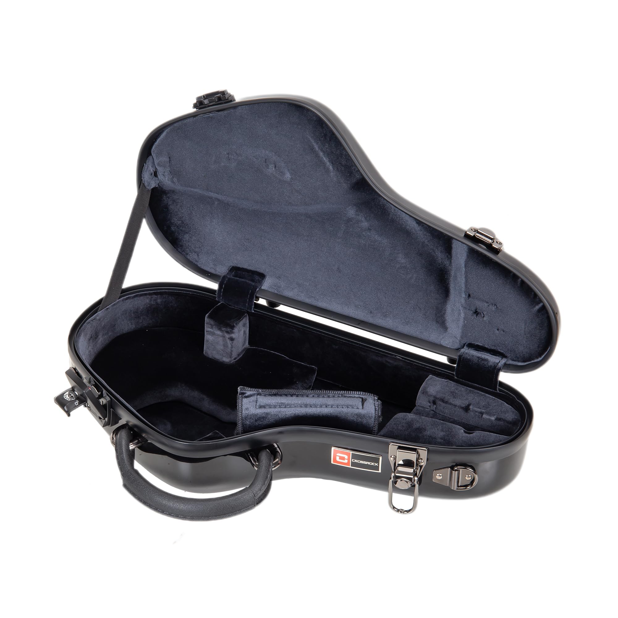 Crossrock Pro Grade Curved Soprano Saxophone Case | Jet Black Gloss, Tsa Lock, Elite Protection, Detachable Backpack Straps, Acc