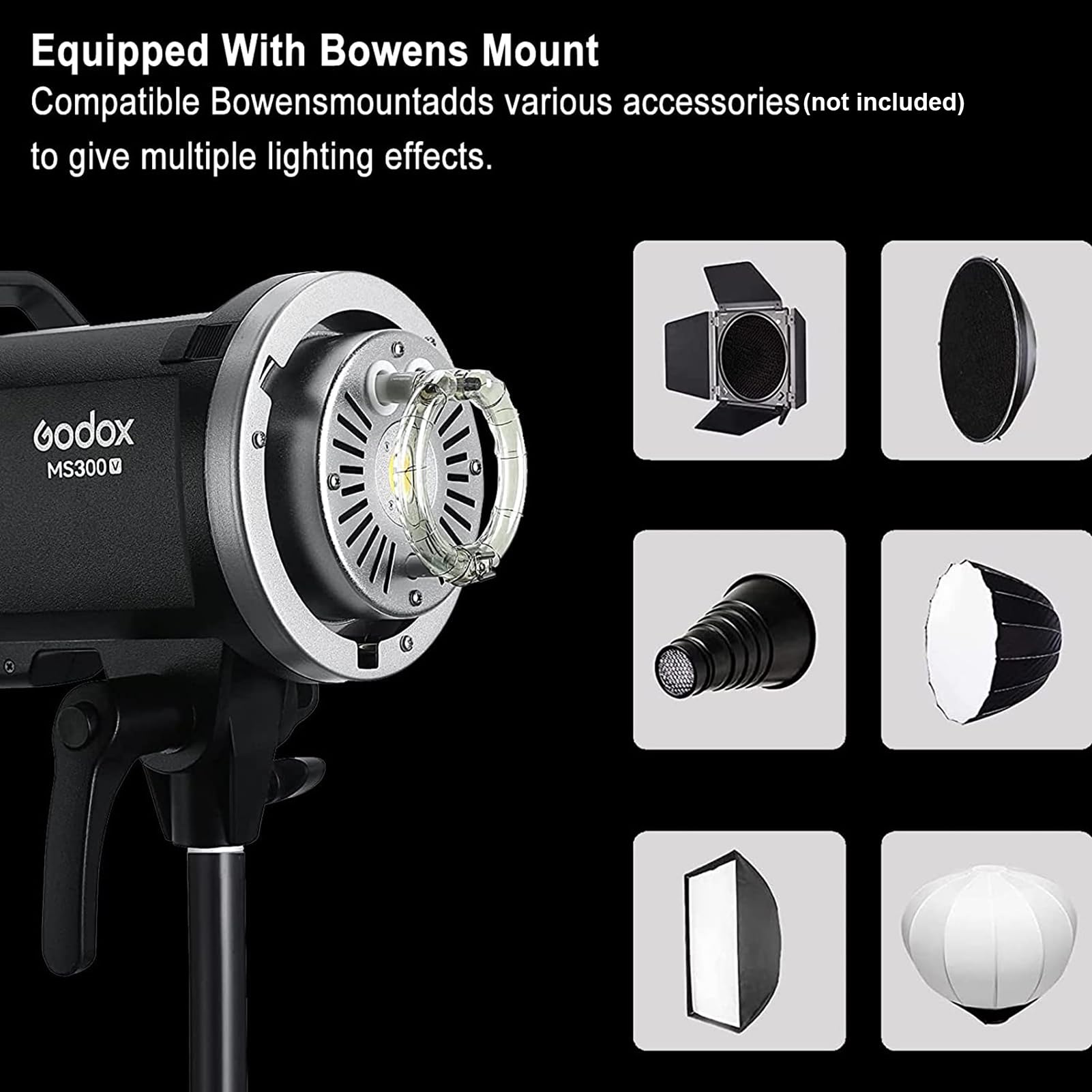 Godox Ms300 V Upgraded Studio Flash Light 300Ws Strobe Light Gn58 0.1 1.8S Recycle Time 5600200K 2.4G Wireless X System With 10W
